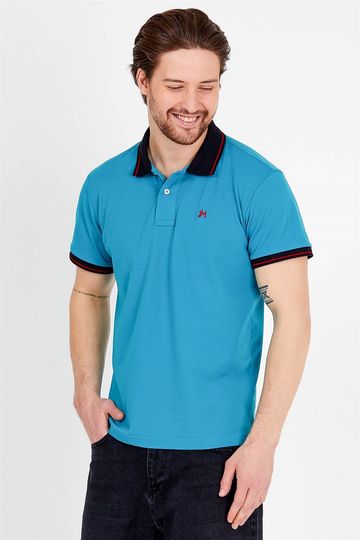 Lacivert Yakalı Mavi Polo Yaka T-shirt