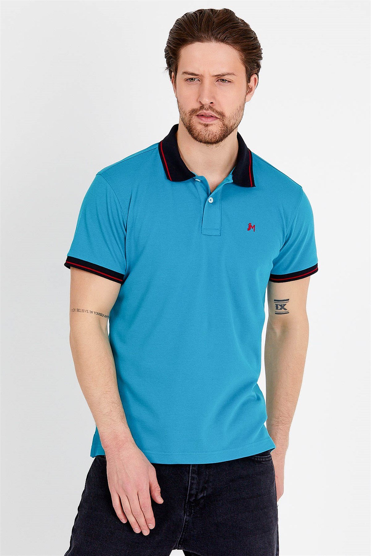 Lacivert Yakalı Mavi Polo Yaka T-shirt
