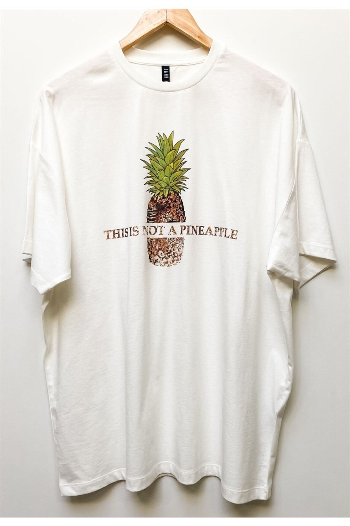 Oversized T-shirt Dress in White with Pineapple Print