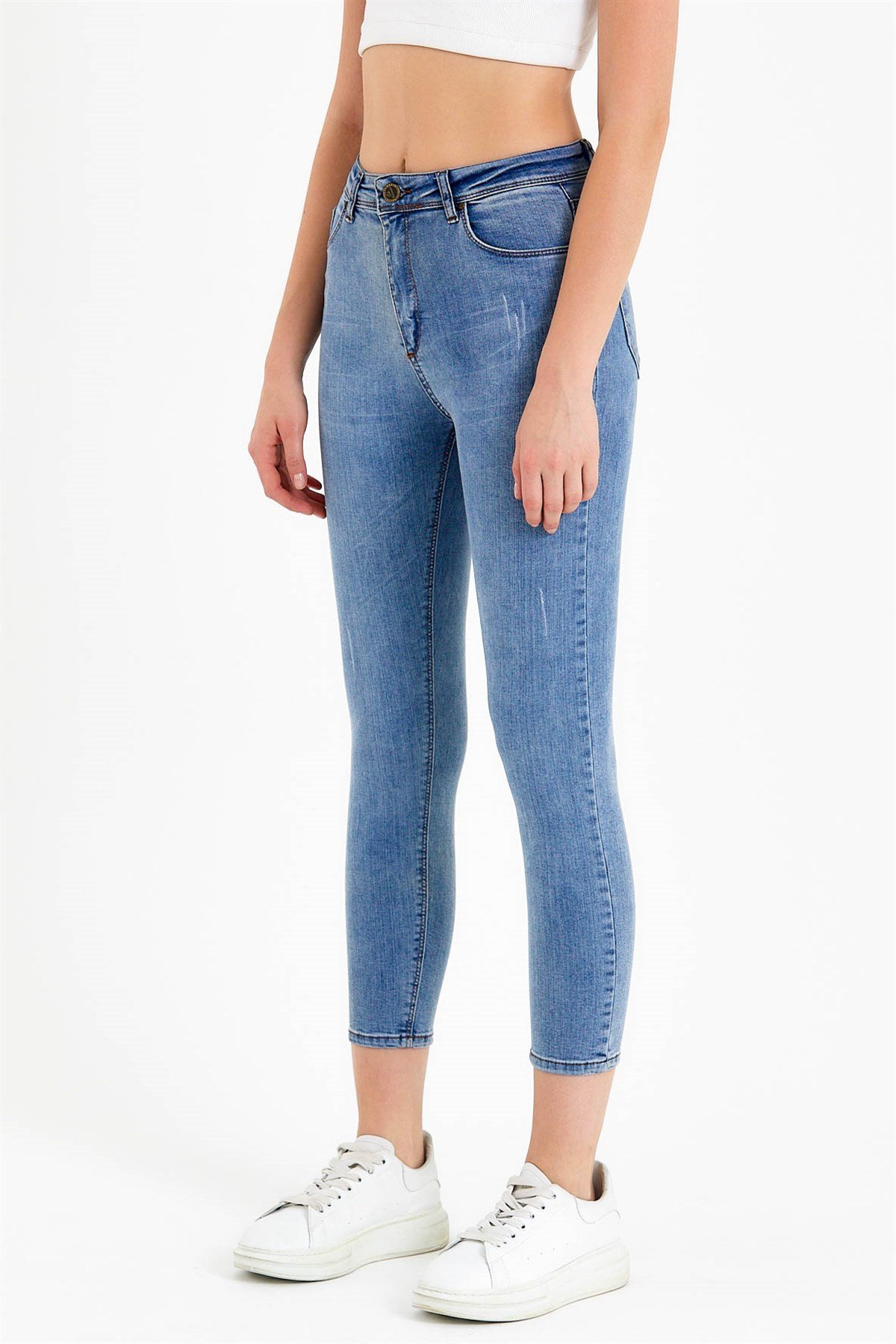 Mavi Yüksek Bel Skinny Fit Jean Pantolon
