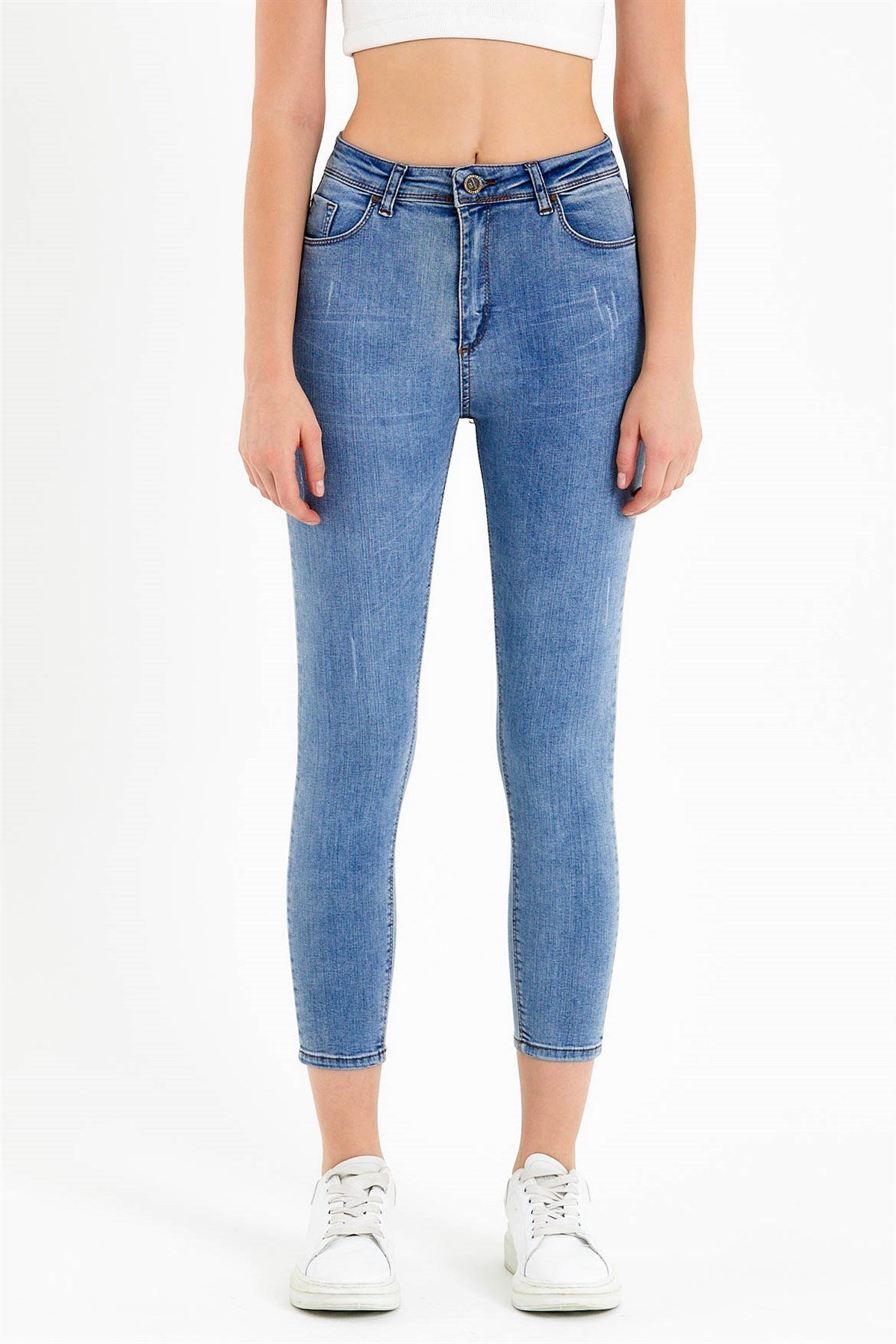 Mavi Yüksek Bel Skinny Fit Jean Pantolon