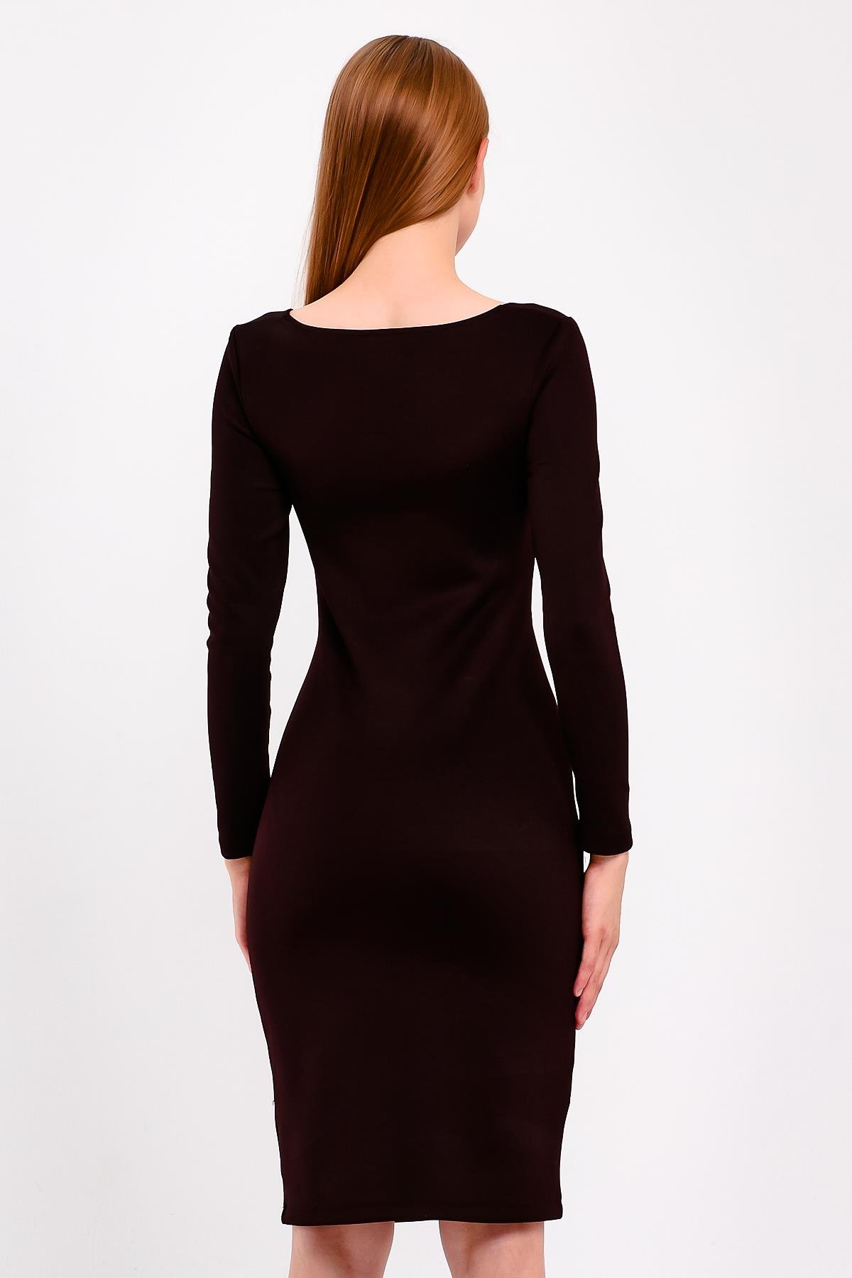 Önü Dekolteli Siyah Bodycon Elbise