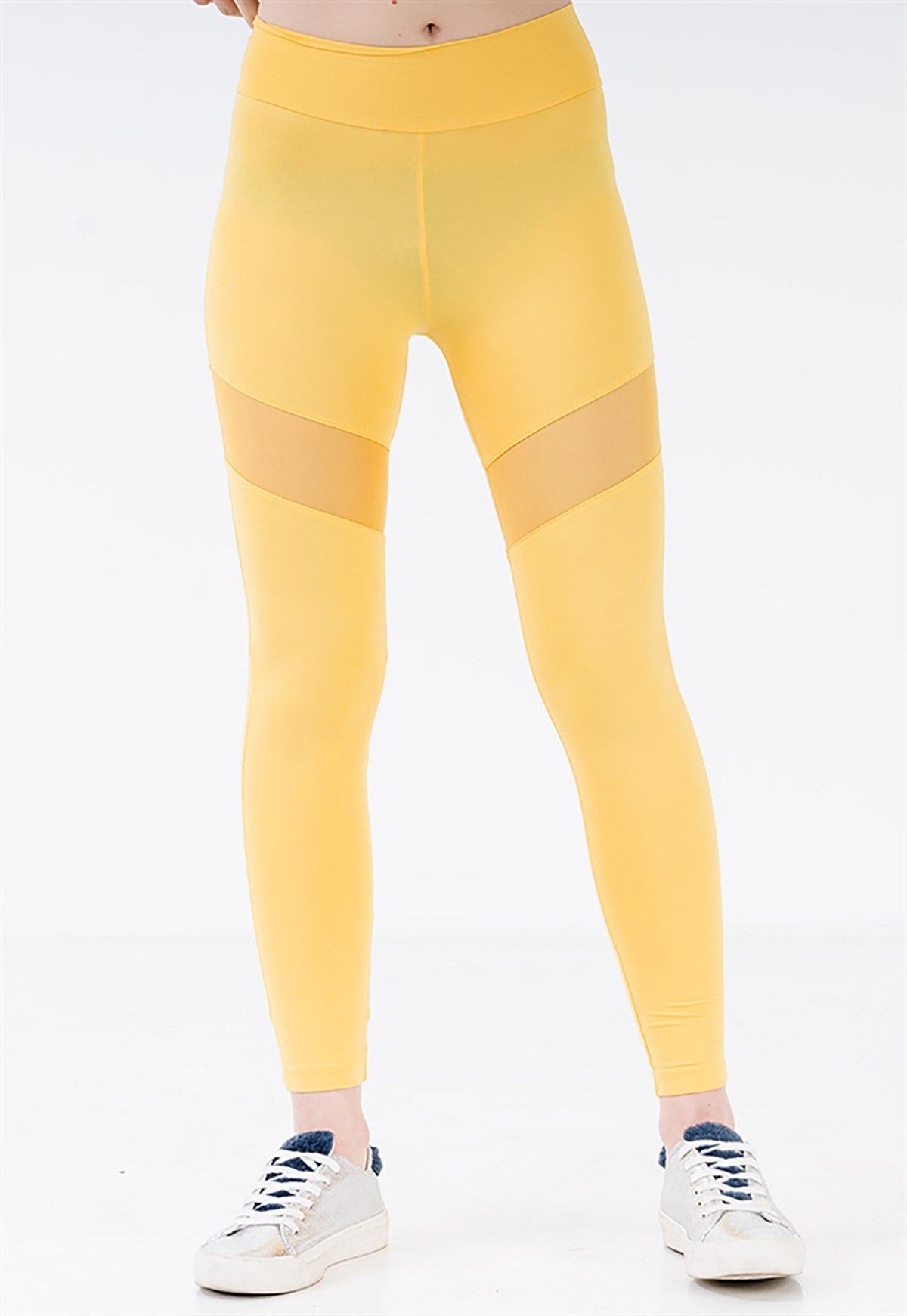 Legging in Yellow with Mesh Insert Detail
