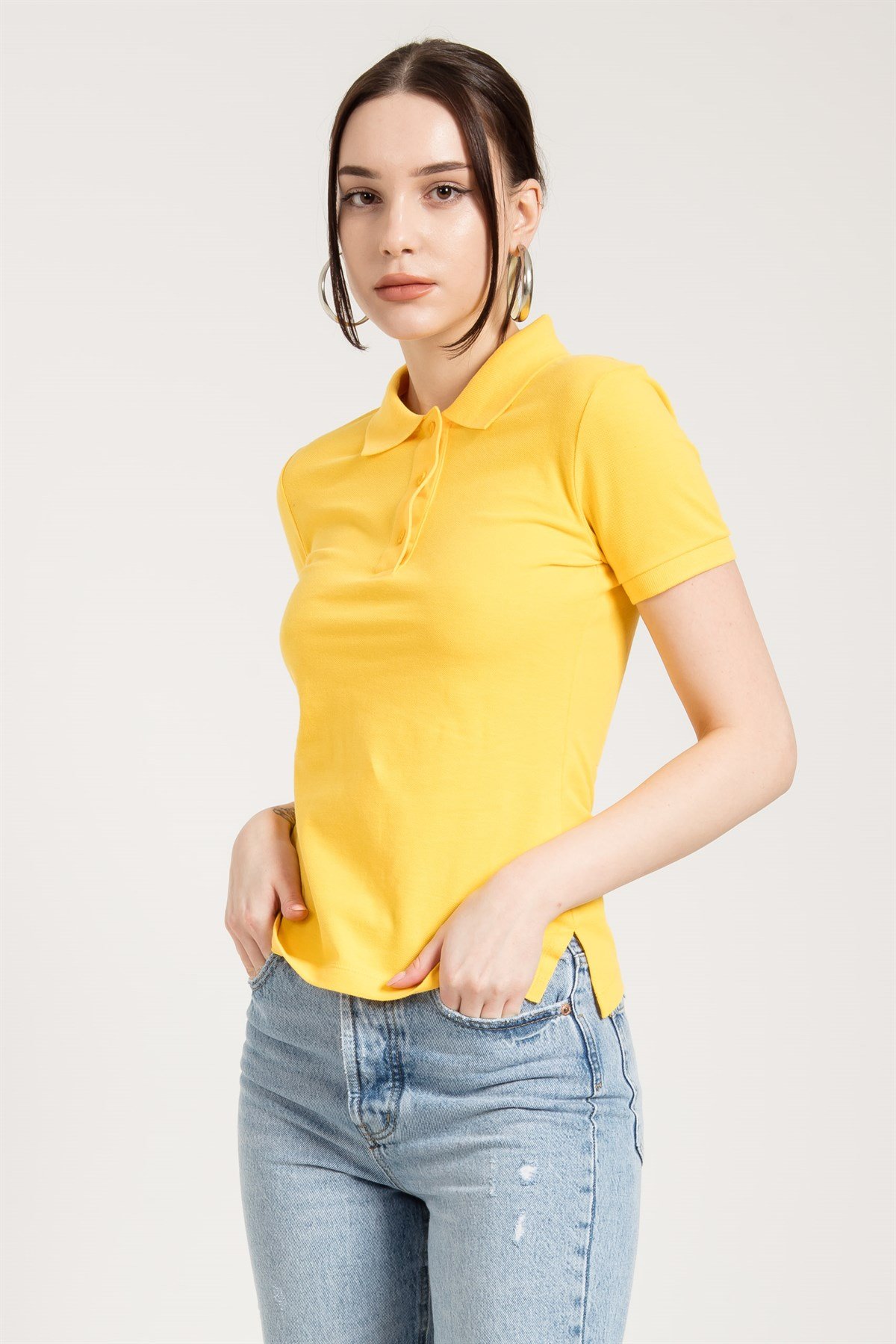 Slim Fit Classic Polo Collared T-shirt in Yellow