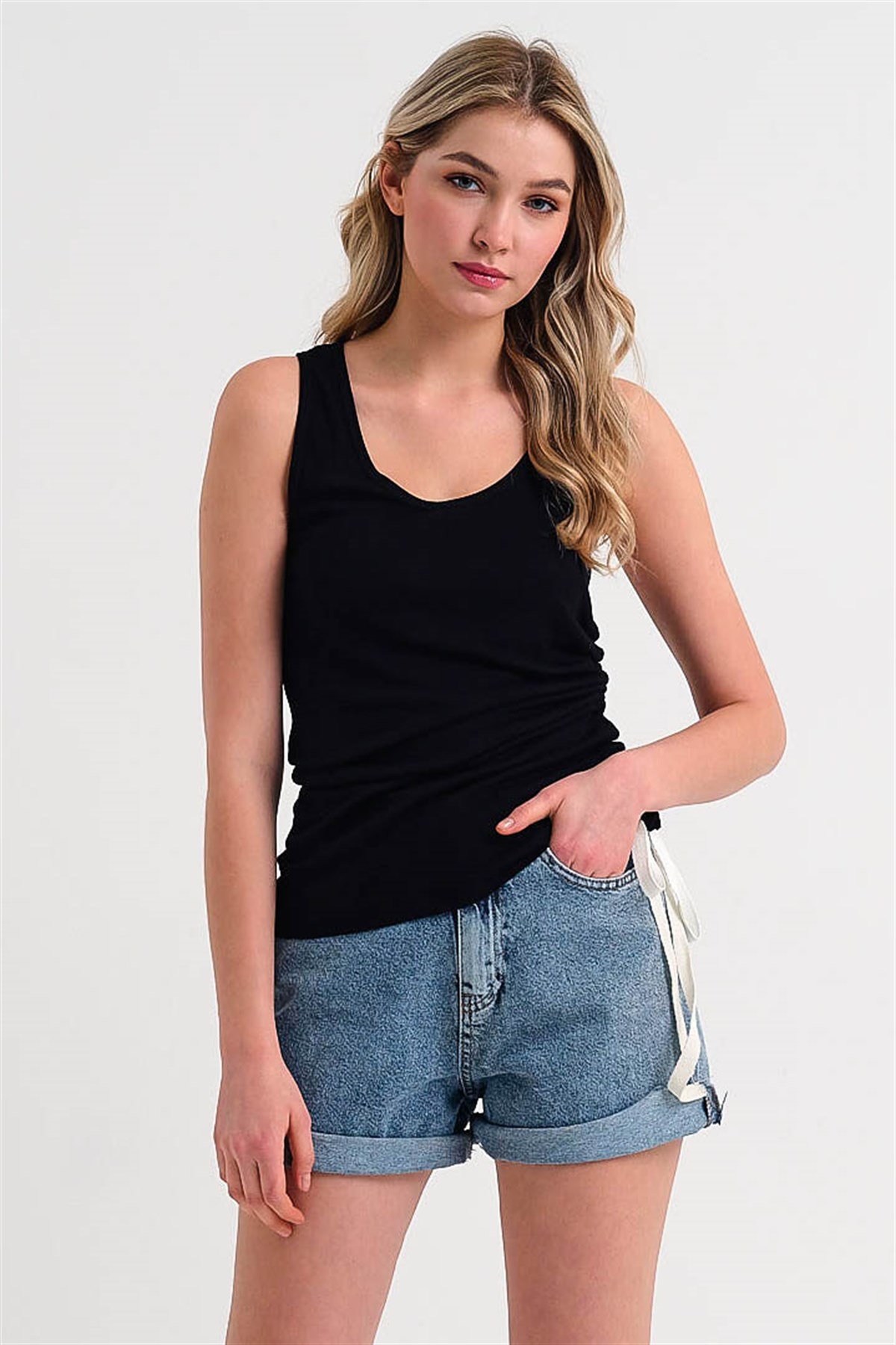 Asymmetic Cut Vest in Black