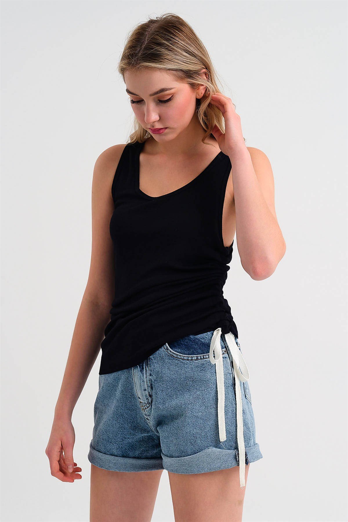Asymmetic Cut Vest in Black