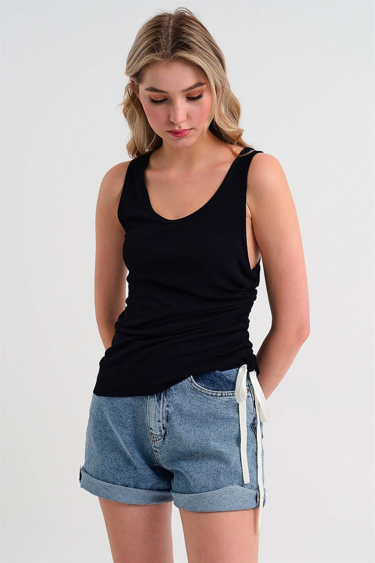 Asymmetic Cut Vest in Black