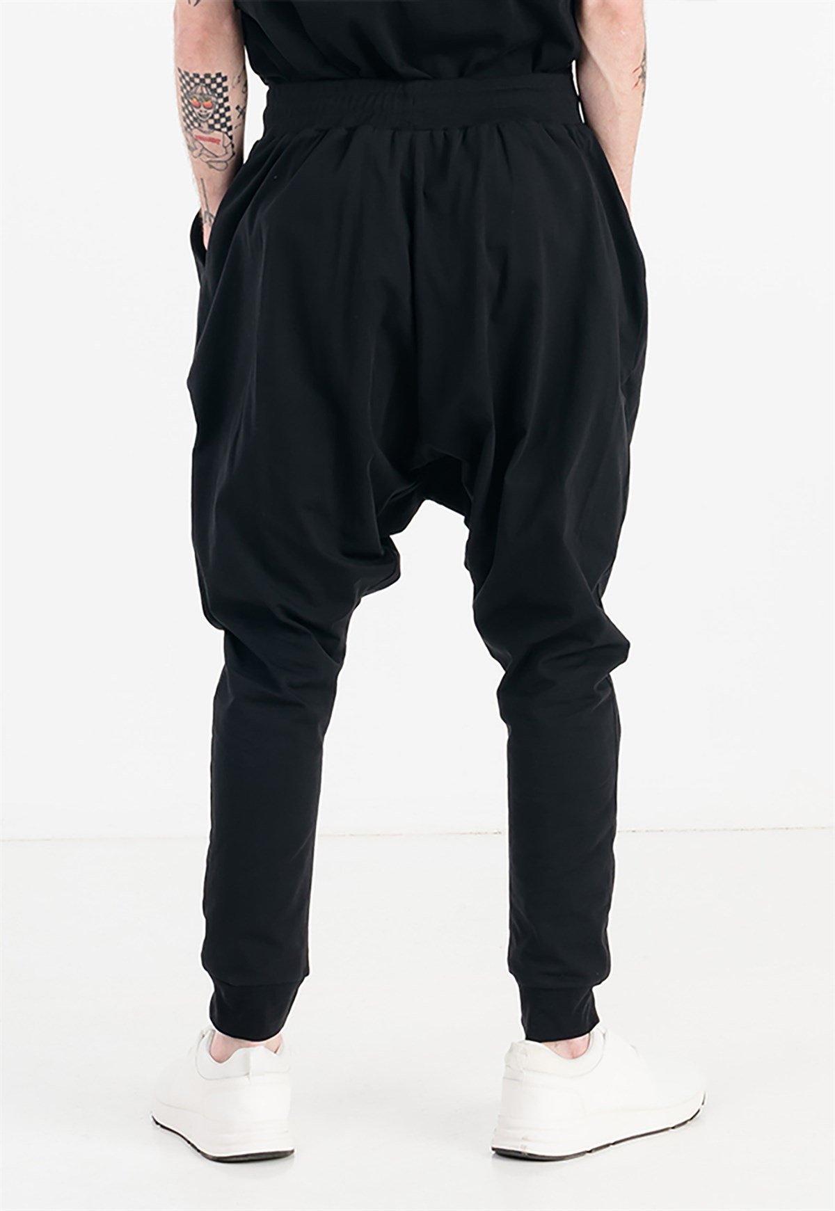 Slim Fit Extreme Drop Crotch Joggers in Black