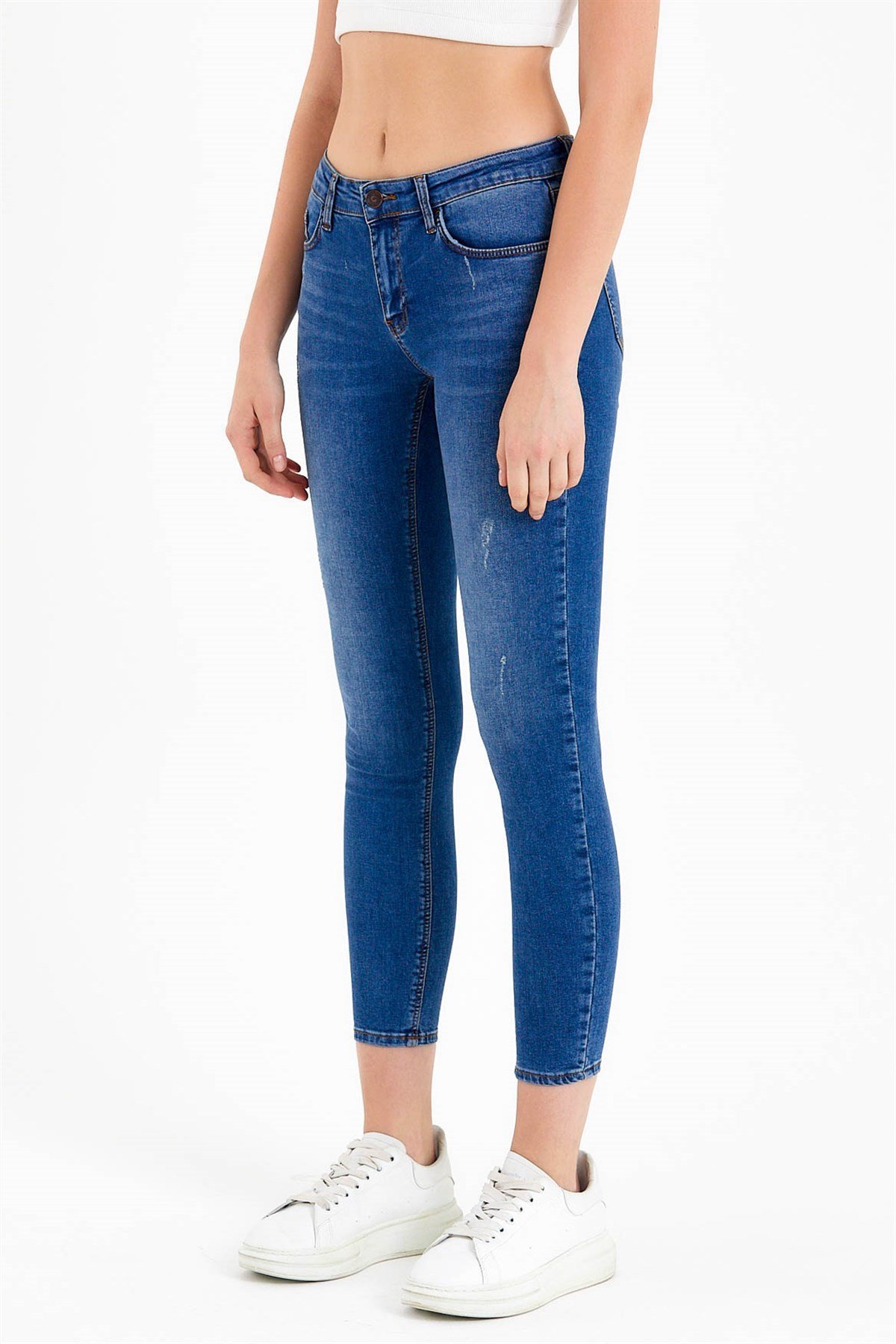 Regular Waist Skinny Fit Jeans in Blue