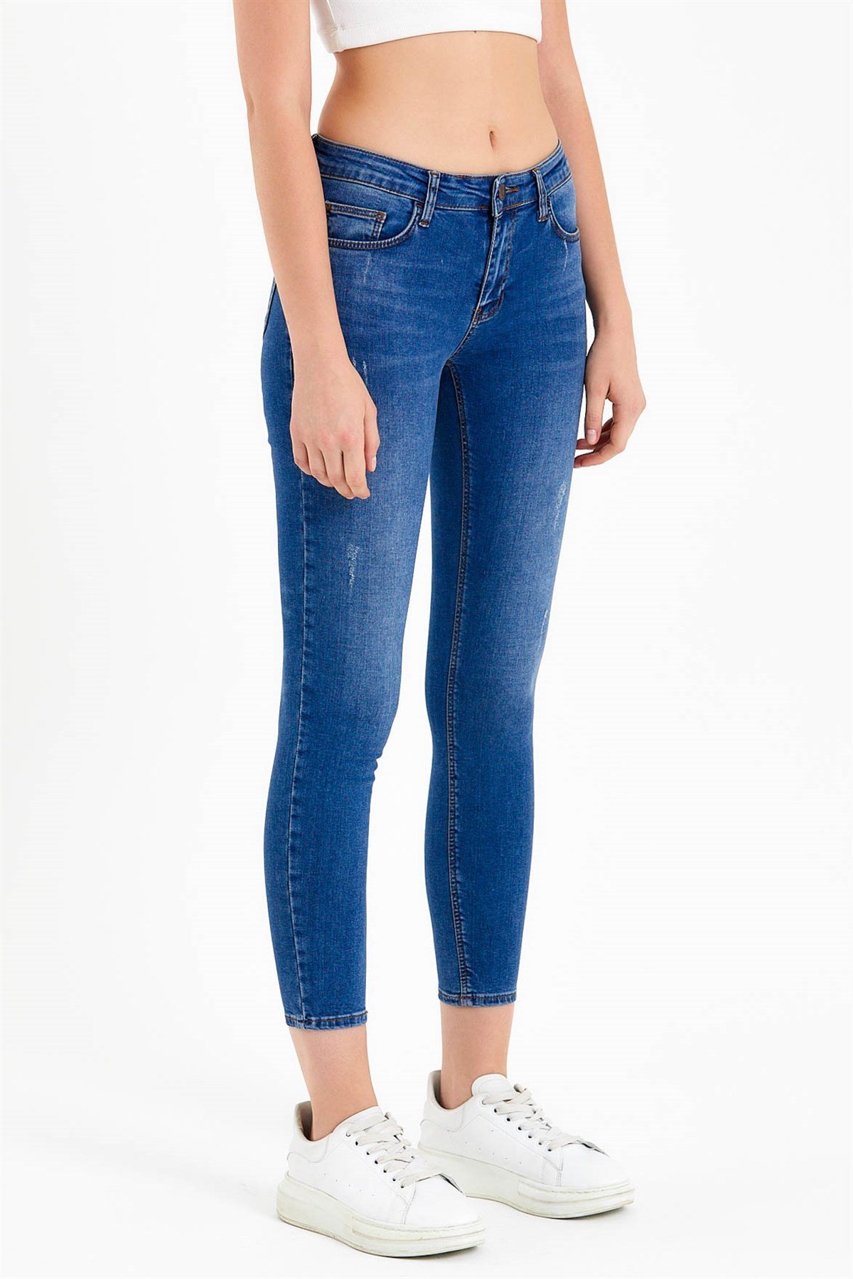 Regular Waist Skinny Fit Jeans in Blue