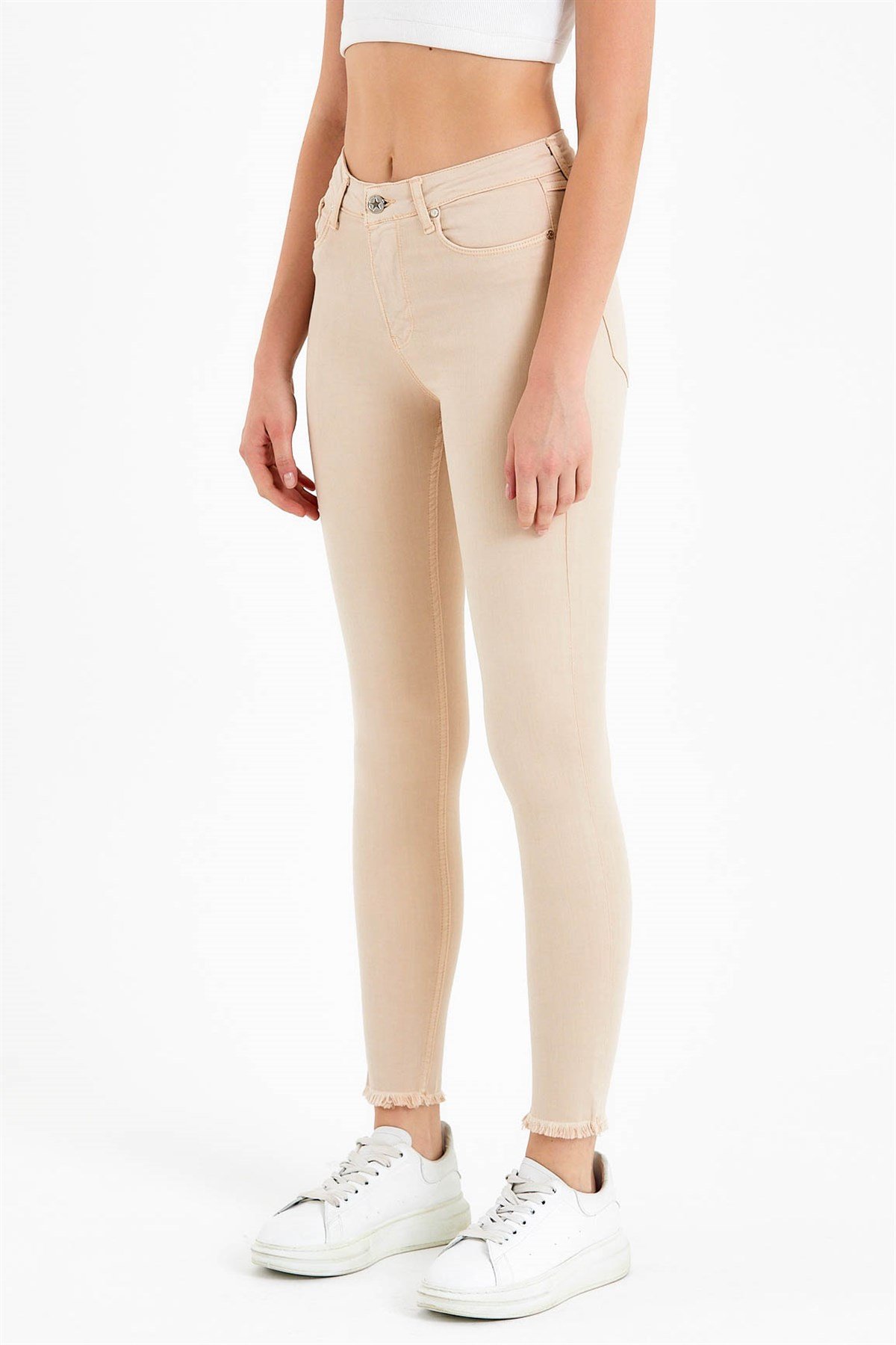 High Waisted Super Skinny Fit Jeans in Beige