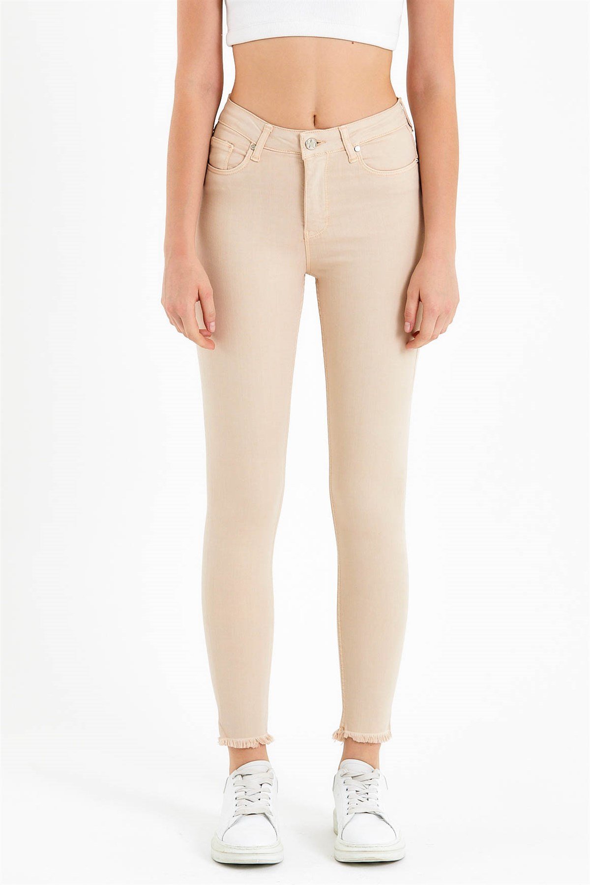 High Waisted Super Skinny Fit Jeans in Beige