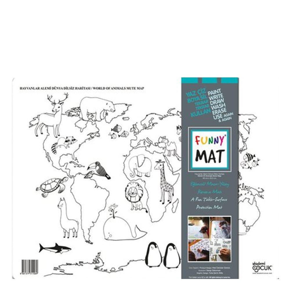 FUNNY MAT - DÜNYA DİLSİZ HARİTASI-HAYVANLAR ALEMİ Çocuk Kitapları Uzmanı - Children's Books Expert
