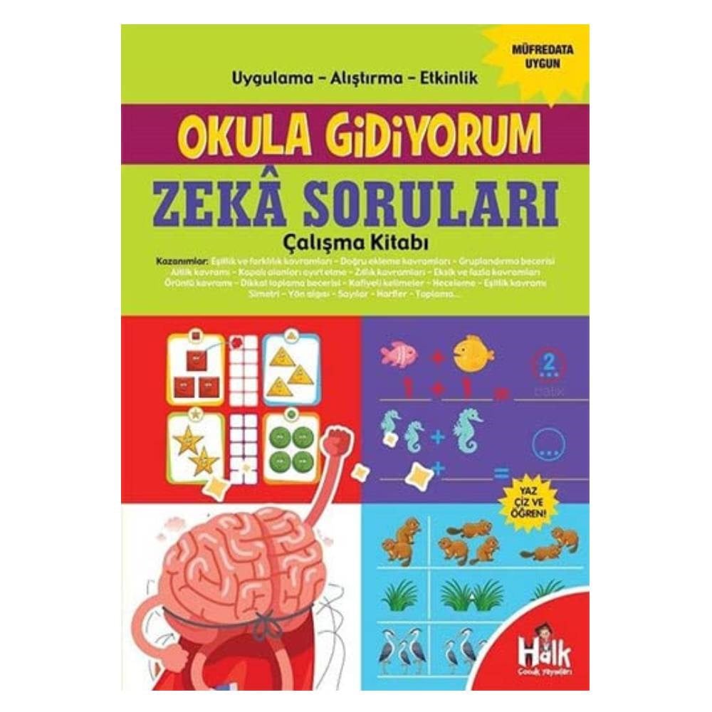 ZEKA SORULARI ÇALIŞMA KİTABI - OKULA GİDİYORUM Çocuk Kitapları Uzmanı - Children's Books Expert
