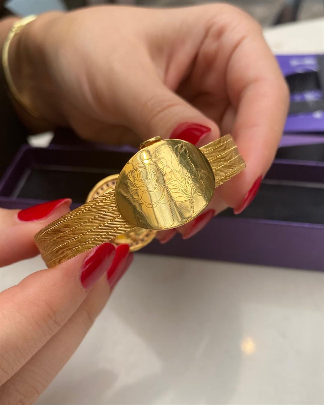 925 Ayar Gümüş Gold  5 Sıra Tuğralı Hasır Bileklik 