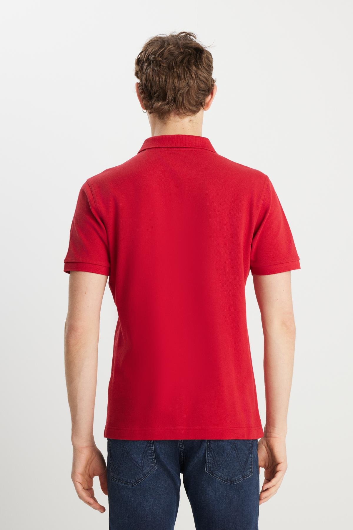 Wrangler Erkek W7D5K4XX2T  Regular Fit Polo T-shirt / Red Standart