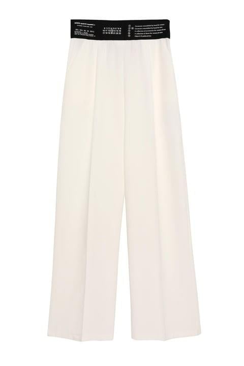 71153 Beli Lastikli Pantolon Beyaz