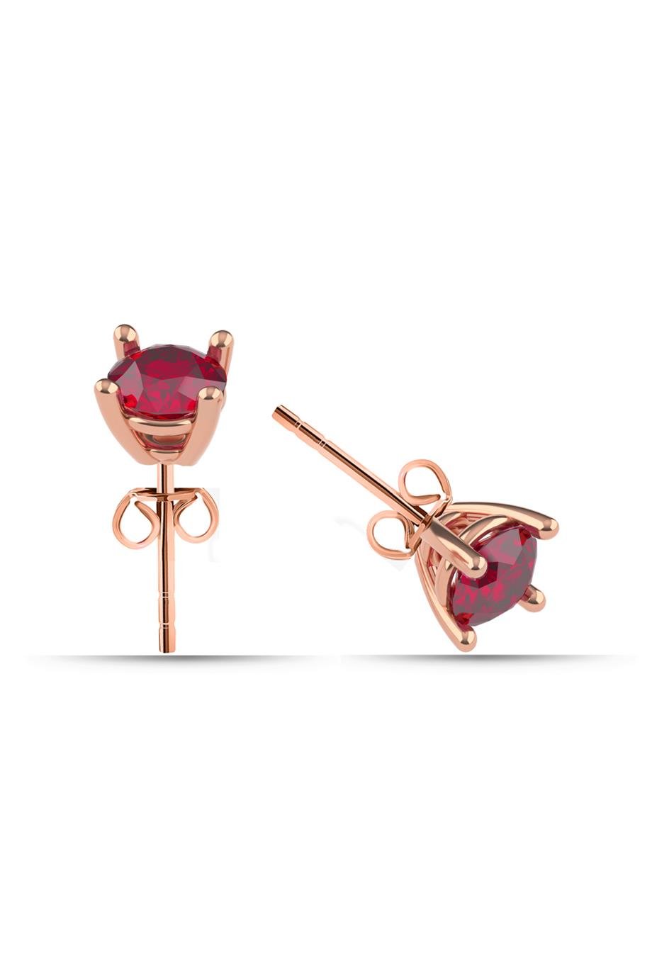 Taşlı KüpeRuby Taşlı Gümüş KüpeMinimal Ruby Tek Taş Gümüş Küpe