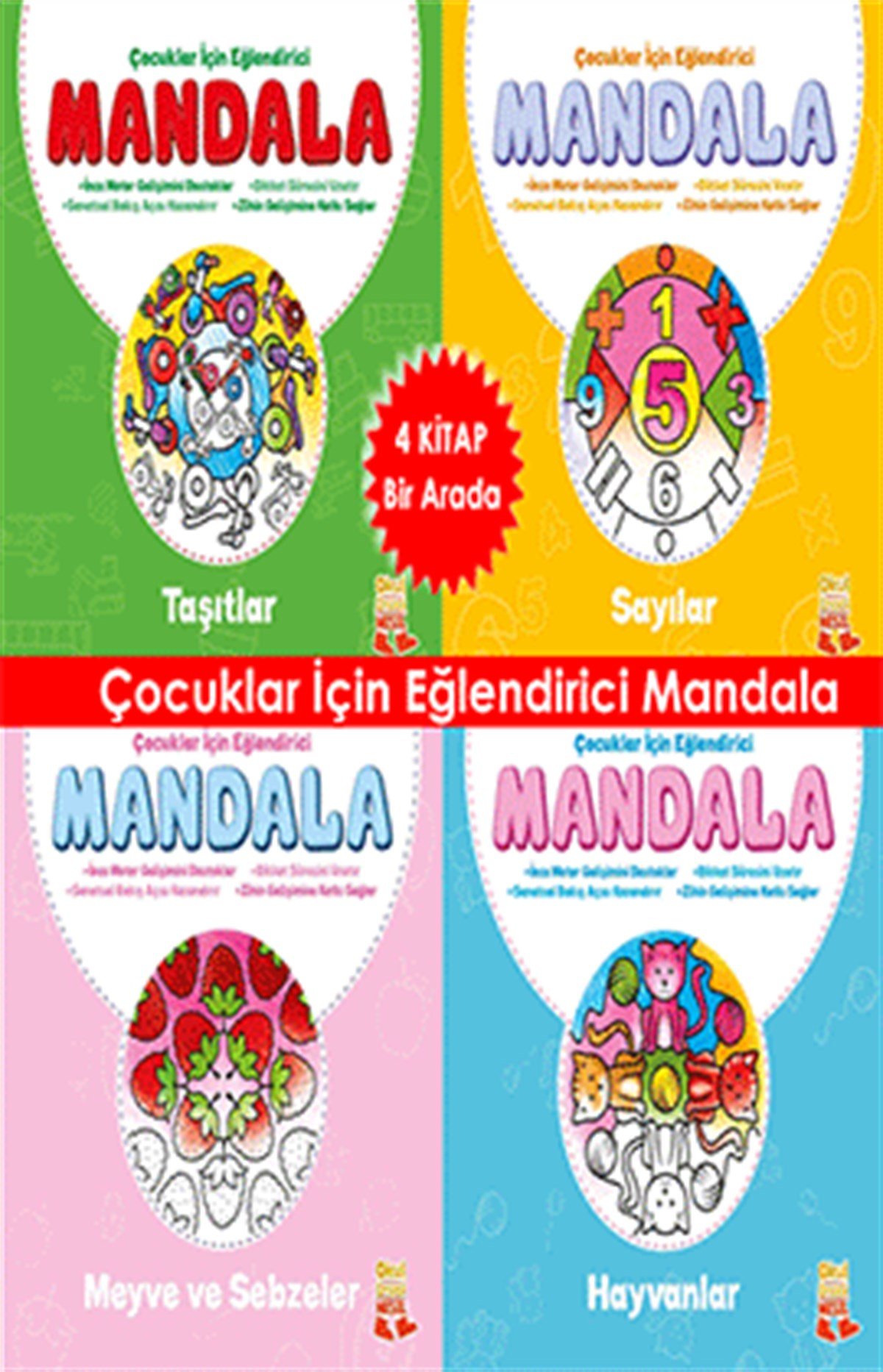 Çocuklar İçin Eğlendirici Mandala 4 Kitap