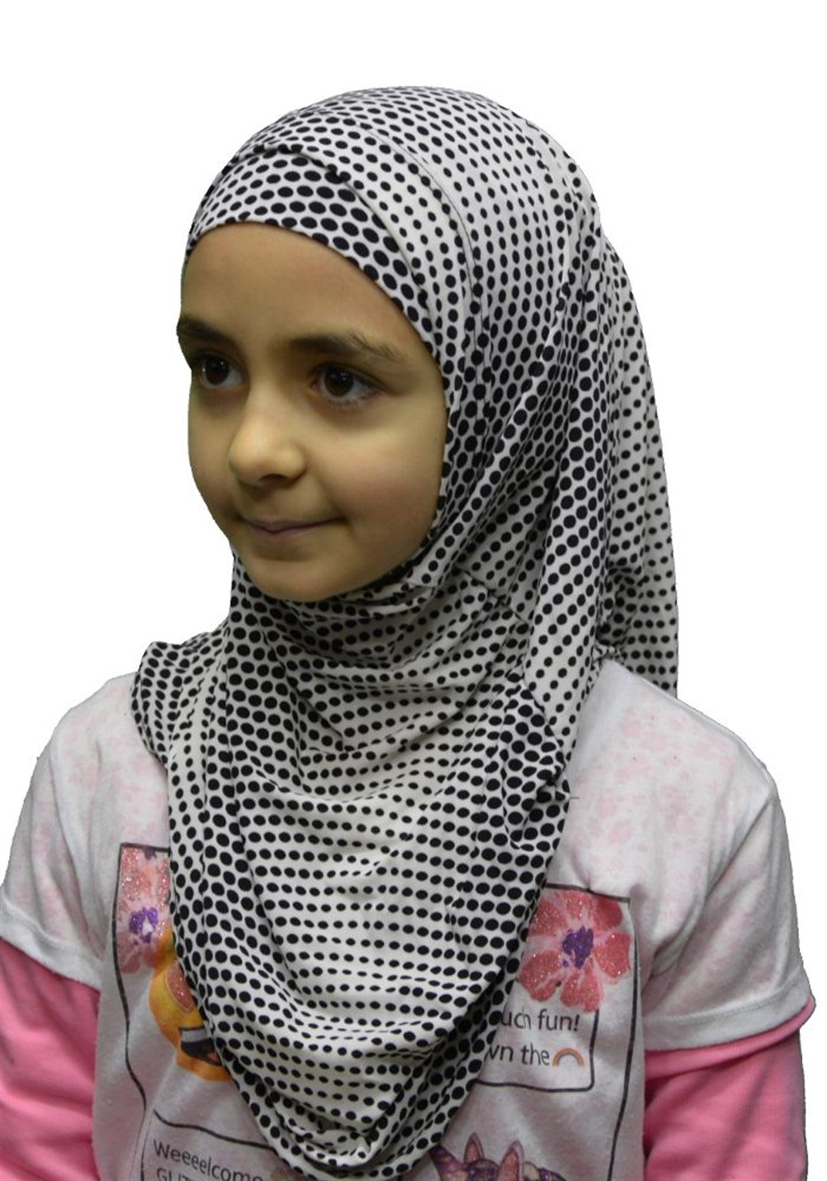 Füme Gri Mini Puanlı Çocuk Pratik Eşarp
