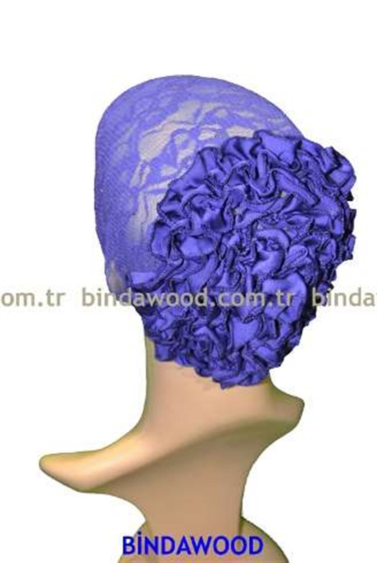 Mor Tüllü Kıvırcık Bone
