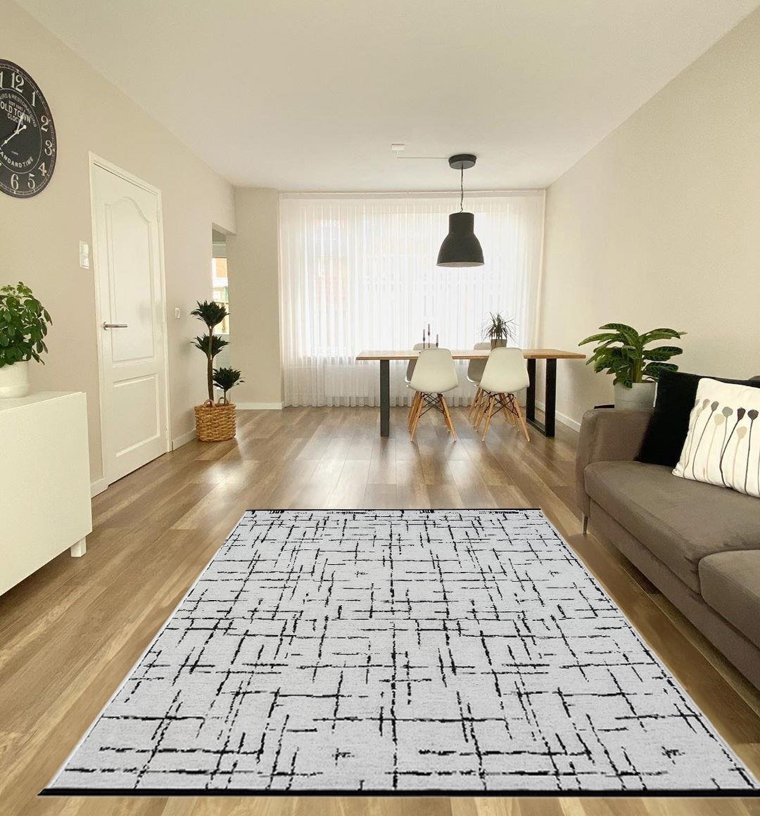 Çam Halı Bodrum BDR 121 Beyaz Özel Latex Kaymaz Tabanlı Kilim