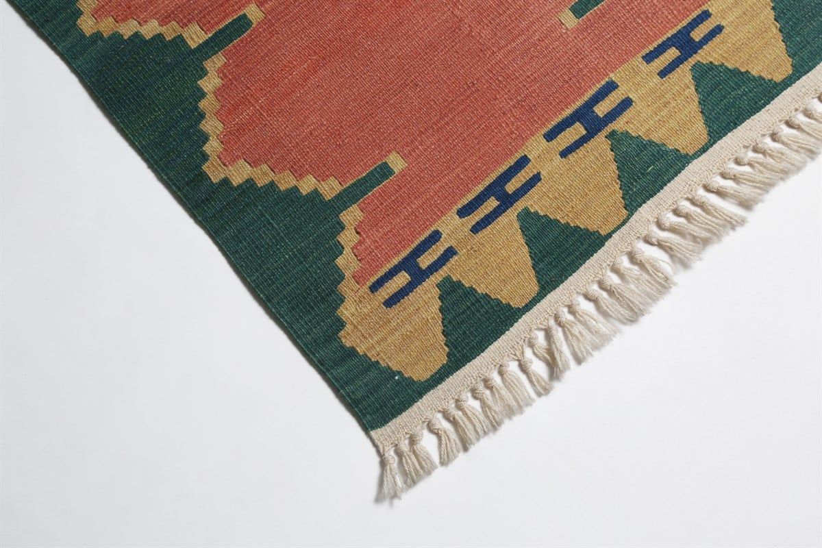 Çam Halı Çok Renkli El Dokuması Anadolu Yün Kilim 1174