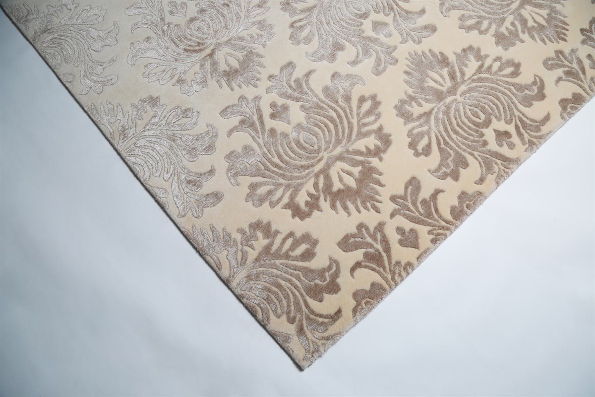Çam Halı Diana Damask 07 Bej Yeni Zellanda Yünü ve Viskon El Dokuması Halı