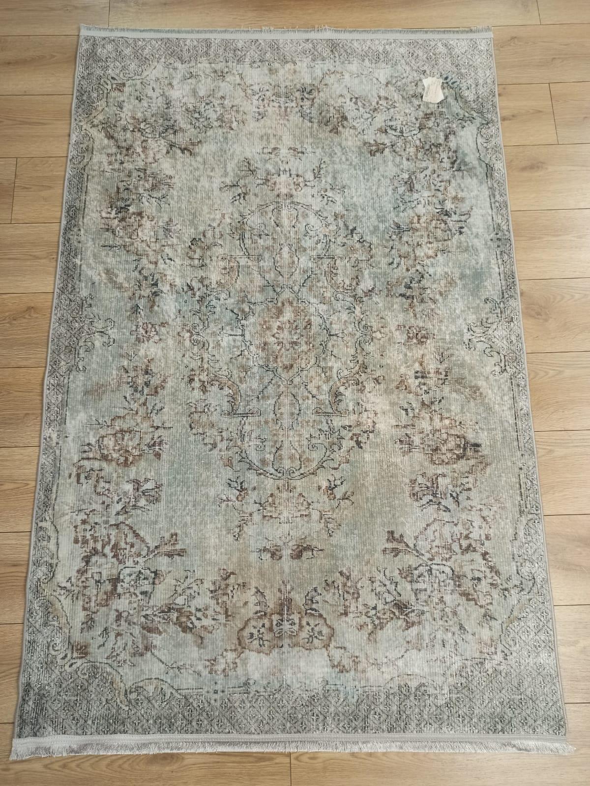 Çam Halı Gloria TD116 Bej Vintage Eskitme Desen Dokuma Saçaklı Kilim