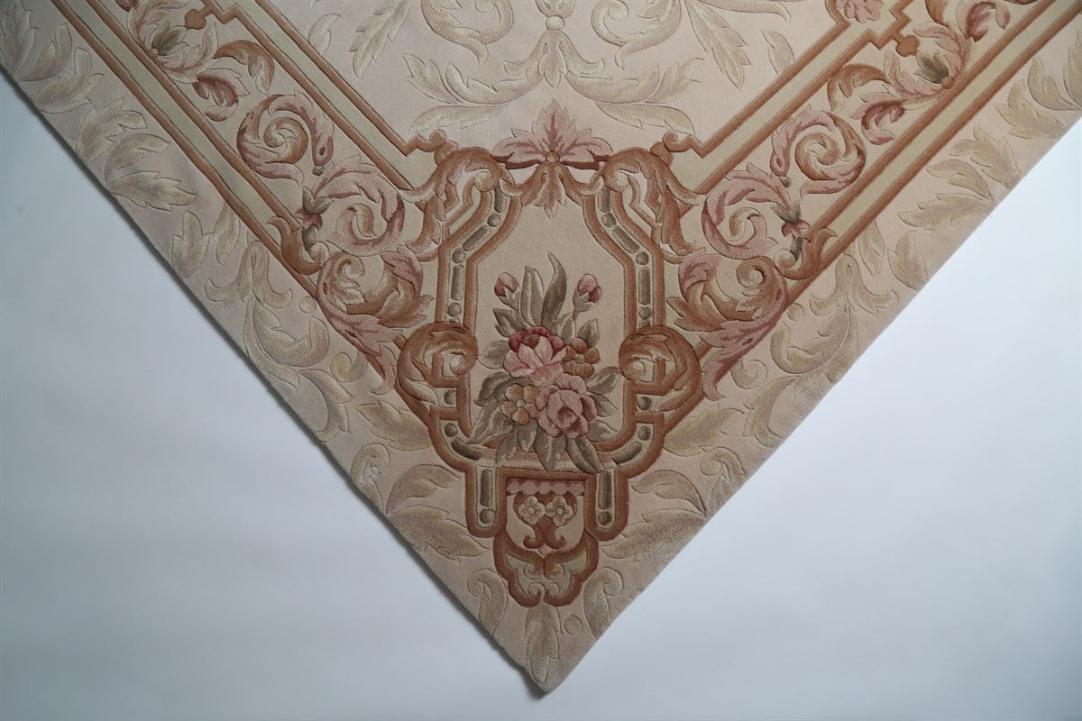 Çam Halı Kabartmalı Kare Çin Halısı-36 Yeni Zellanda Yünü El Dokuması Halı