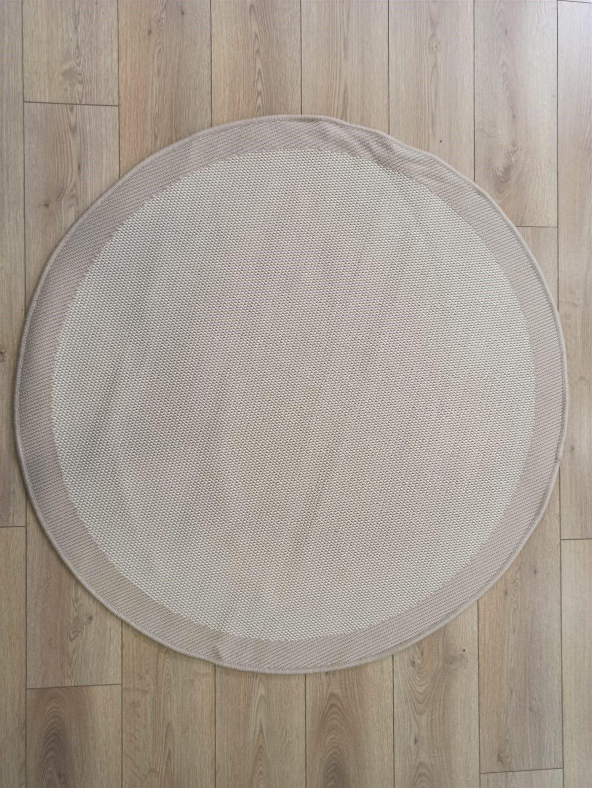 Çam Halı Sisal 9327 Bej / Krem Bordürlü Daire Jüt Sisal Kilim