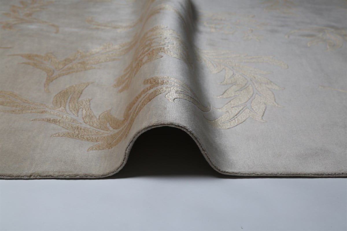 Çam Halı Tibet Krem Gold Klasik Desen Yeni Zellanda Yünü ve Viskon El Dokuması Halı