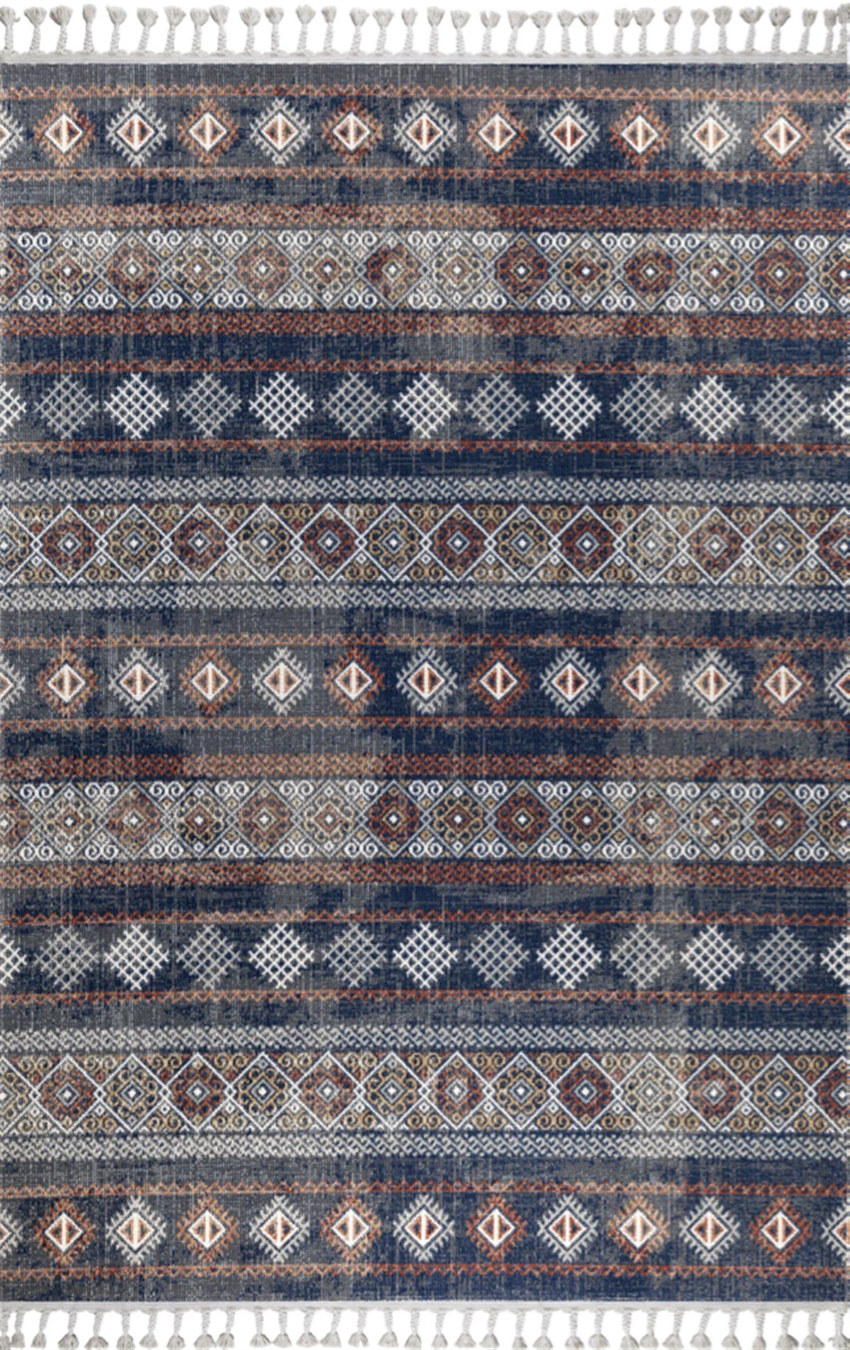 Çam Halı Zara 1501 Mavi Metraj Halı Modern Desen Halı
