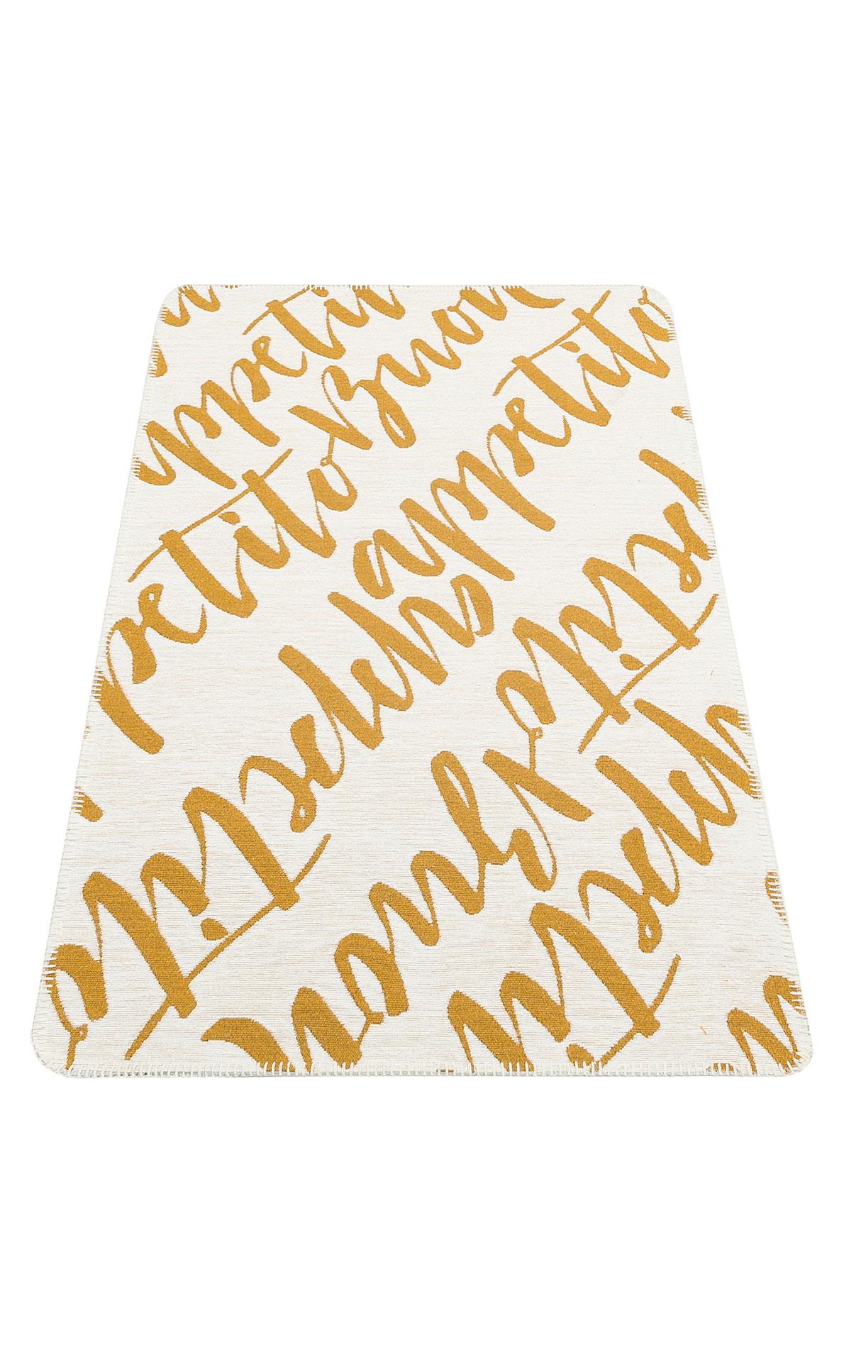 EKO Halı ARYA NEO ARN 02 WHITE YELLOW Yıkanabilir Kaymaz Tabanlı Modern Pamuk Kilim