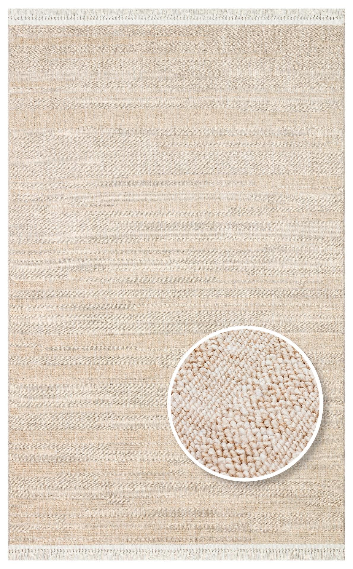 EKO Halı JOY 01 Beige Hav Toz Vermeyen Etnik Desenli Halı