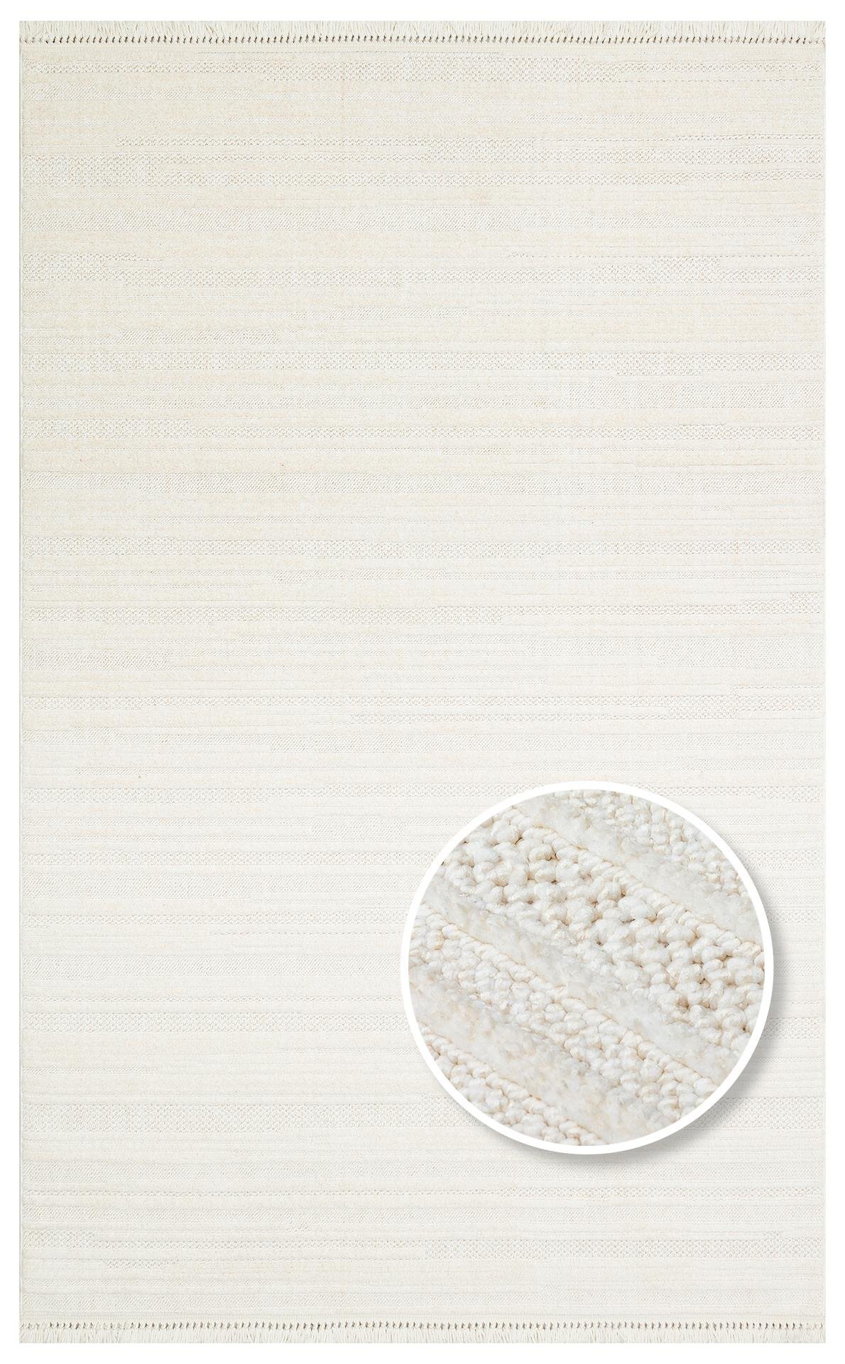 EKO Halı JOY 01 White Hav Toz Vermeyen Etnik Desenli Halı