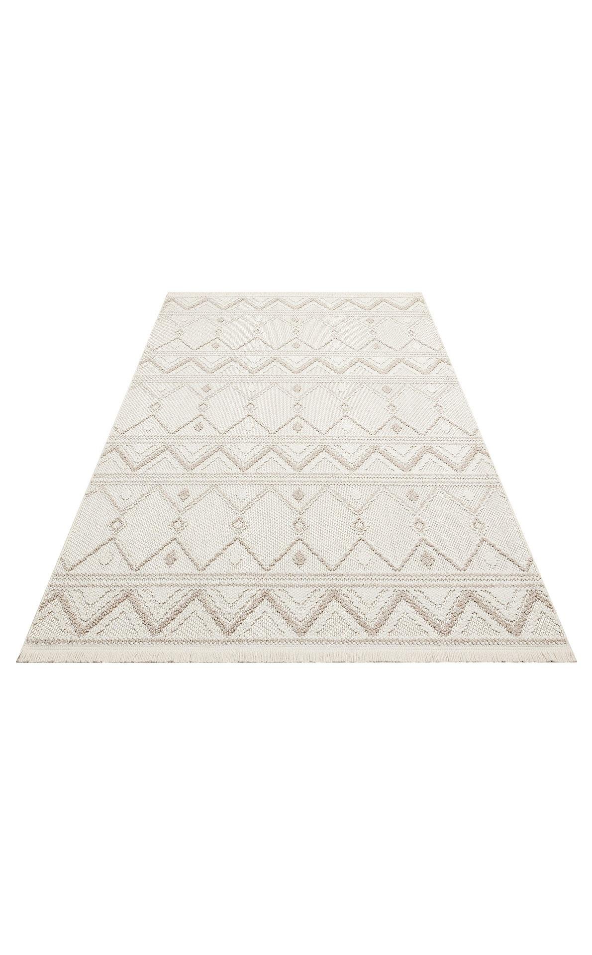 EKO Halı MOTTO MOT 03 WHİTE BEIGE Yumuşak Tuşeli Örgü Dokuma Modern Makine Halısı