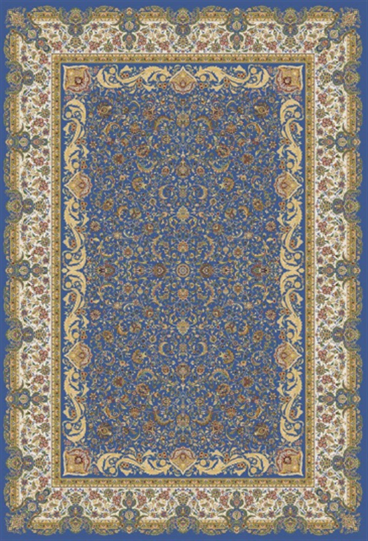 WOOLKNOT HALI QUM İPEK SAÇAK 2035 KREM MAVİ