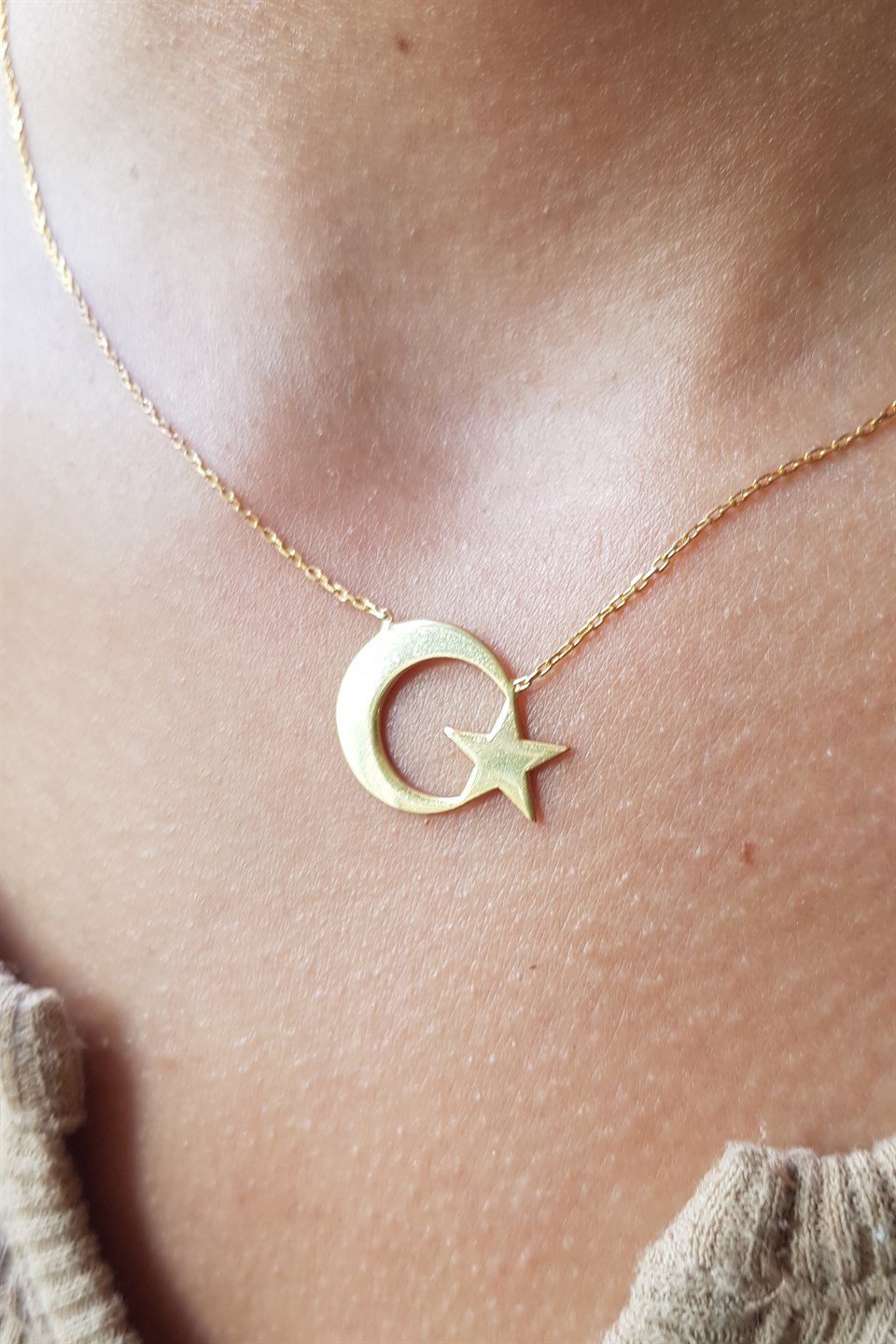 Gümüş Ay Yıldız Kolye