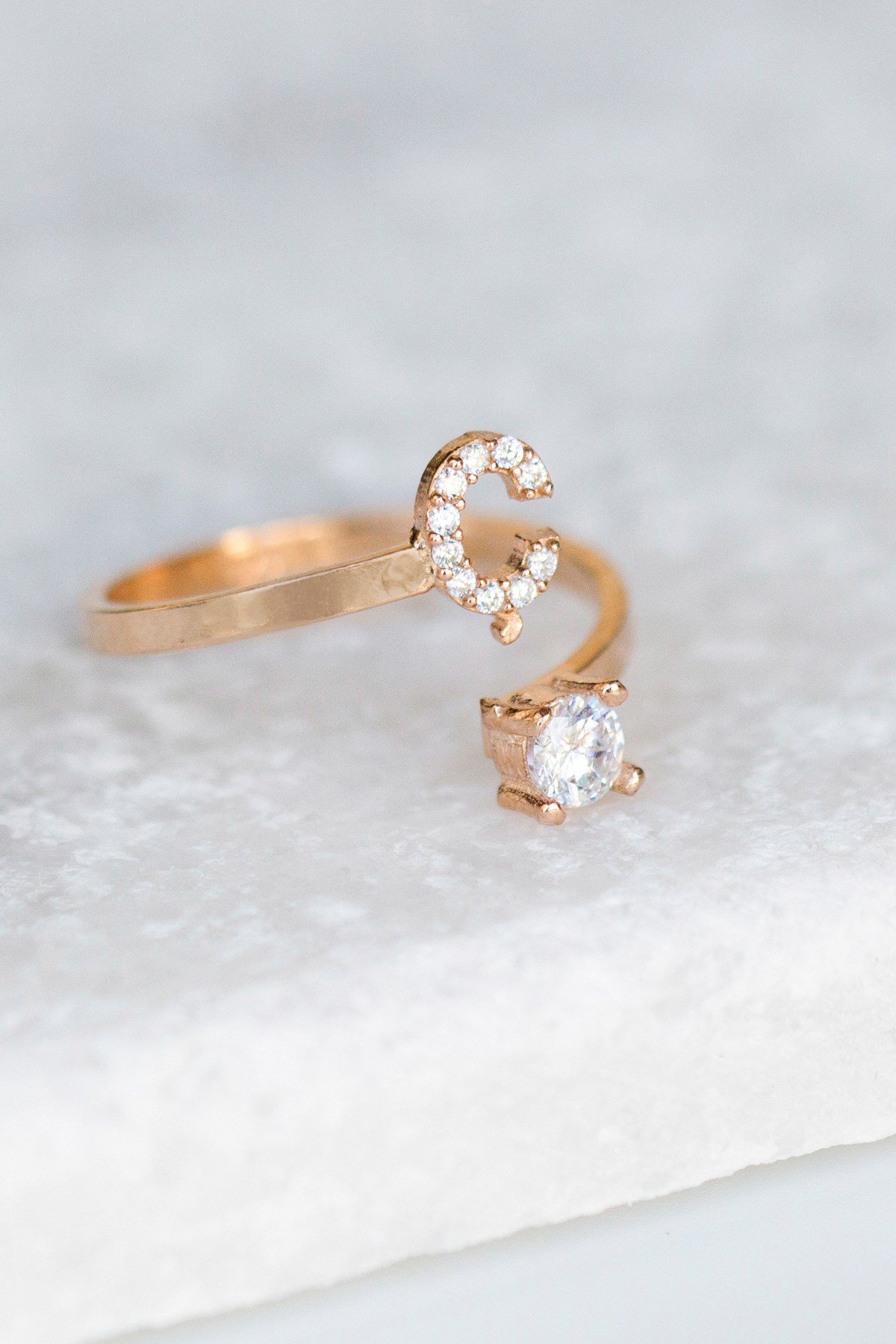 Gümüş Ç Harfi Yüzük Lieza Jewelry yzg210004