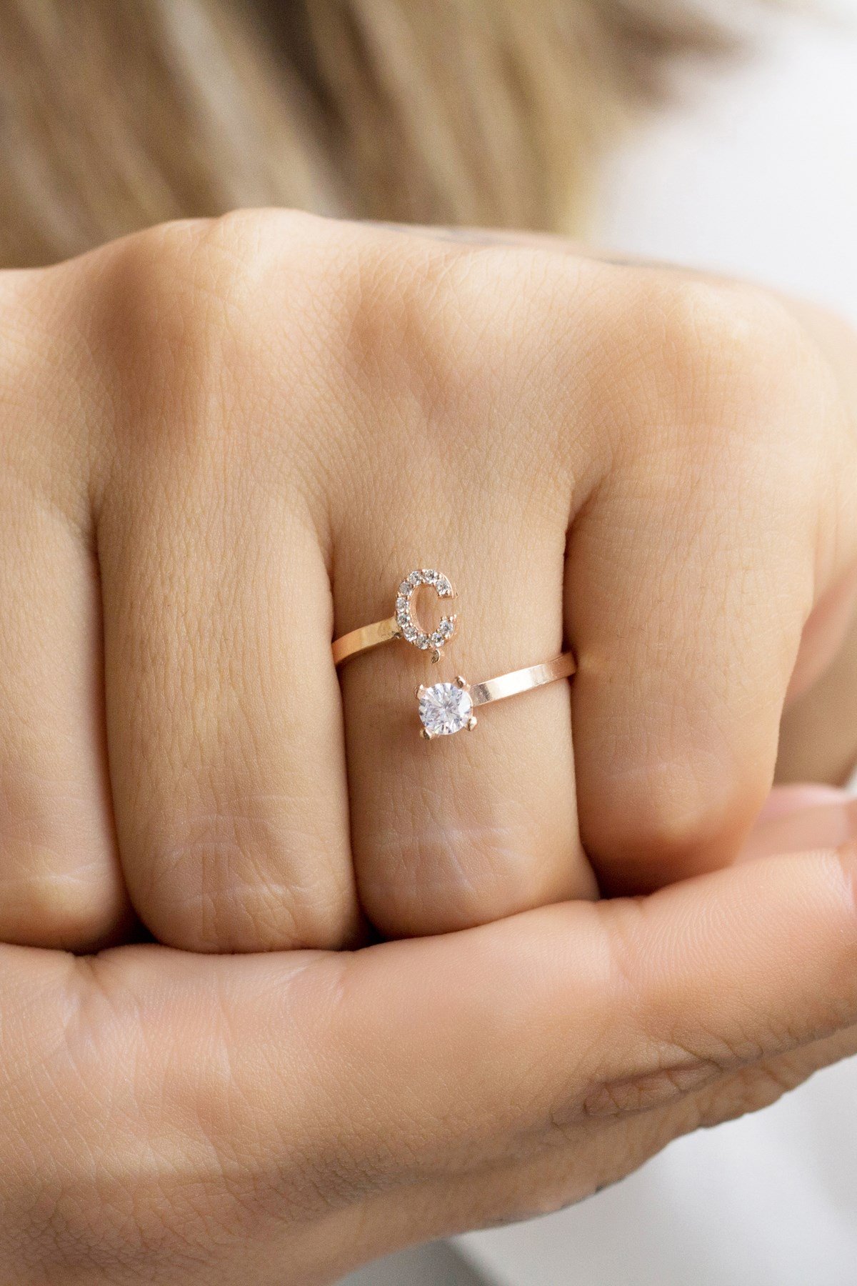 Gümüş Ç Harfi Yüzük Lieza Jewelry yzg210004