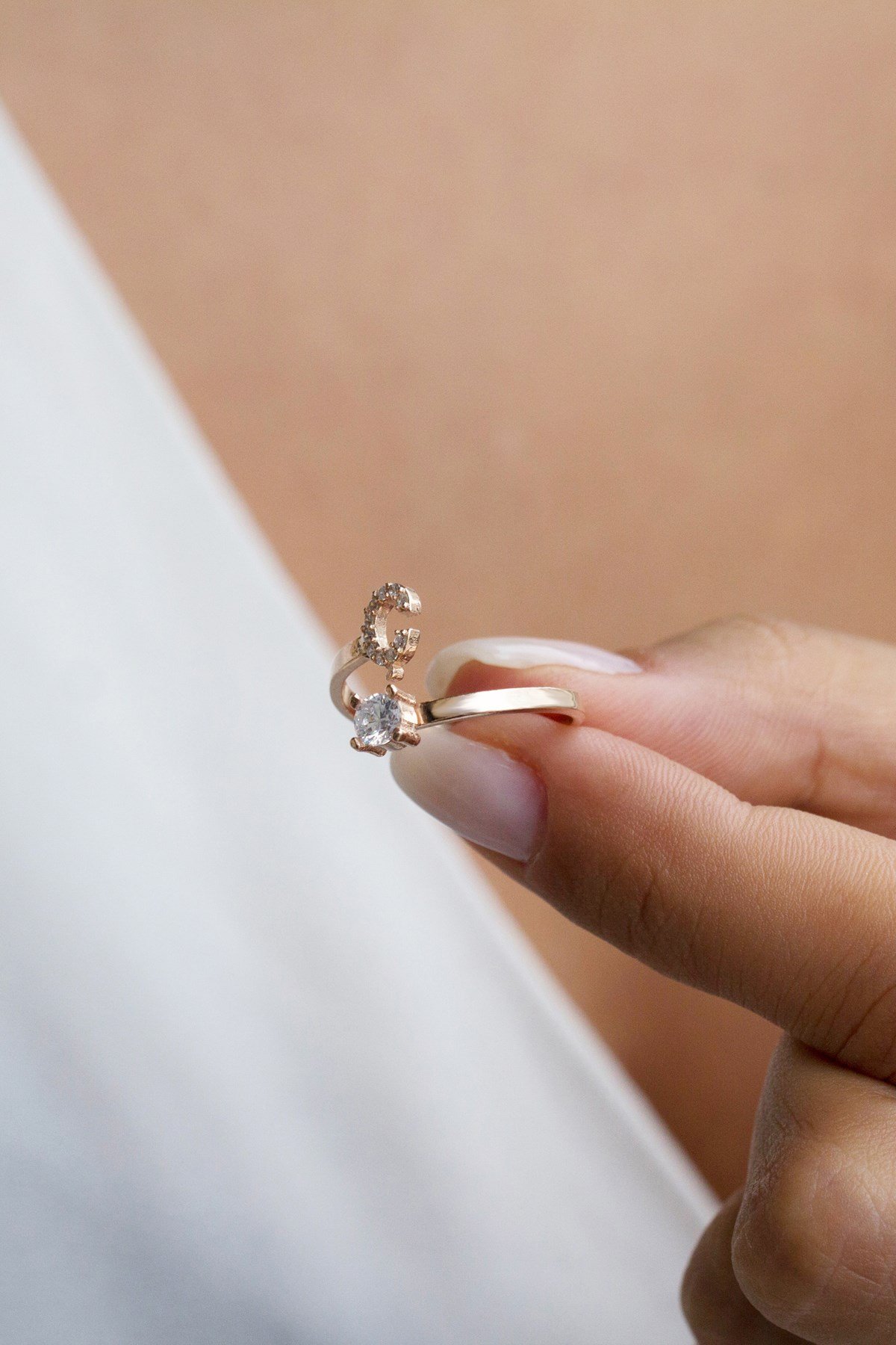 Gümüş Ç Harfi Yüzük Lieza Jewelry yzg210004