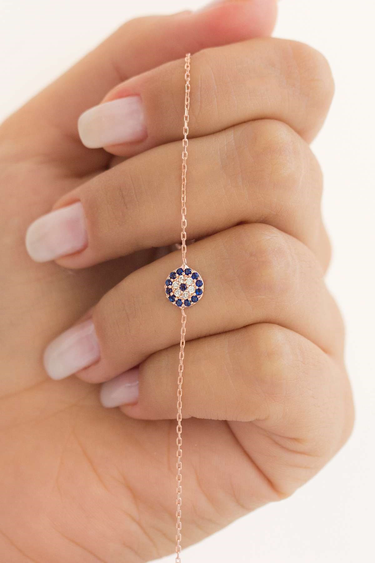 Gümüş Nazar Boncuklu Bileklik Lieza Jewelry blkg210084