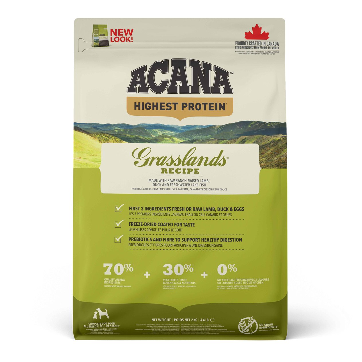 Acana Grasslands Kuzulu Ördekli ve Balıklı Tahılsız Yetişkin Köpek Maması 2 Kg