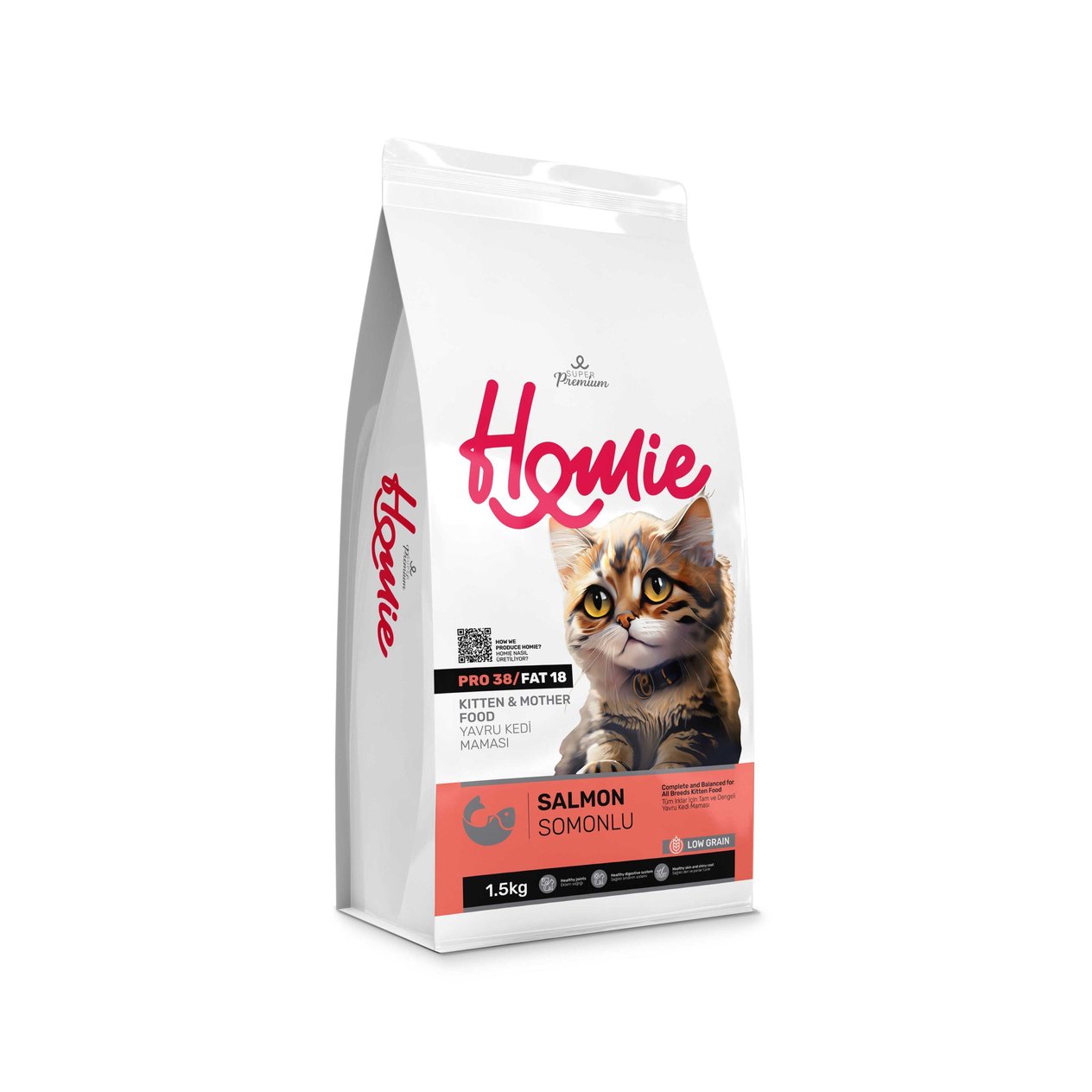 Homie Düşük Tahıllı Somonlu Yavru ve Anne Kedi Maması 2,75 Kg