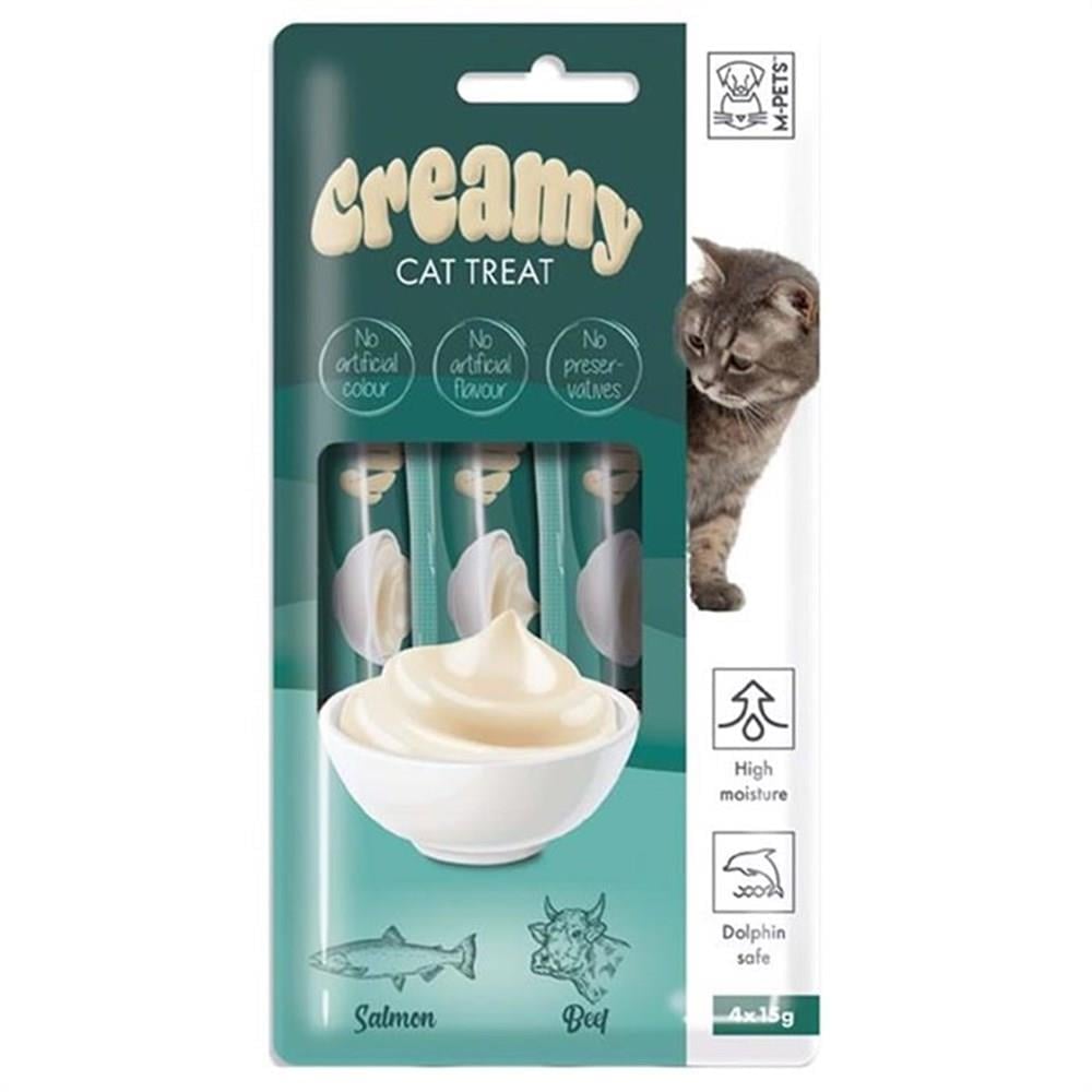 M-Pets Somon Balıklı ve Biftekli Sıvı Kedi Ödülü 4x15 gr