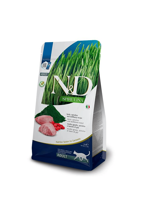 N&D Spirulina Kuzulu Tahılsız Yetişkin Kedi Maması 1,5 Kg