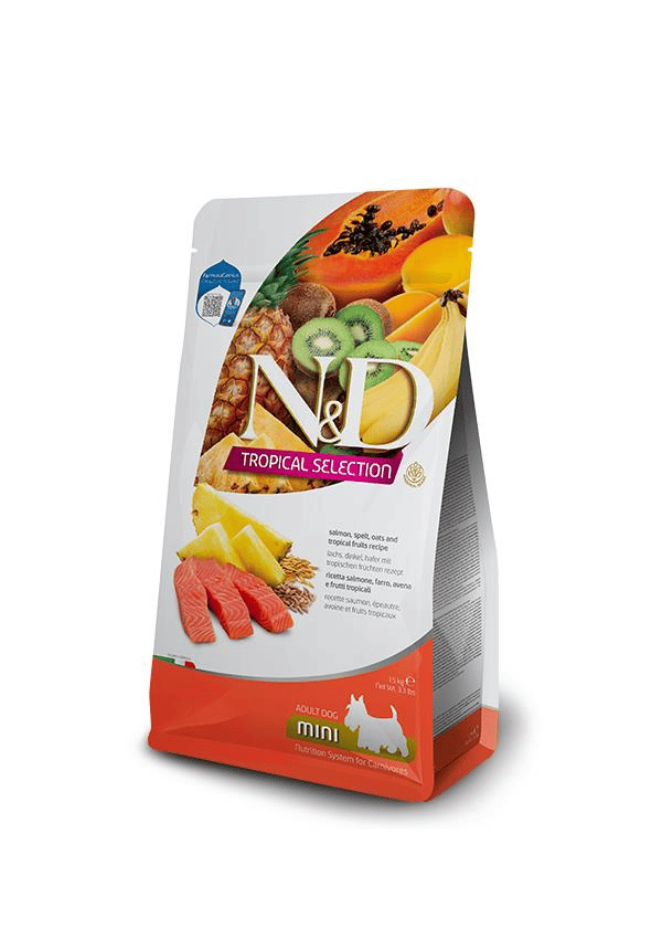 N&D Tropical Selection Somonlu ve Tropikal Meyveli Mini Irk Yetişkin Köpek Maması 1,5 Kg