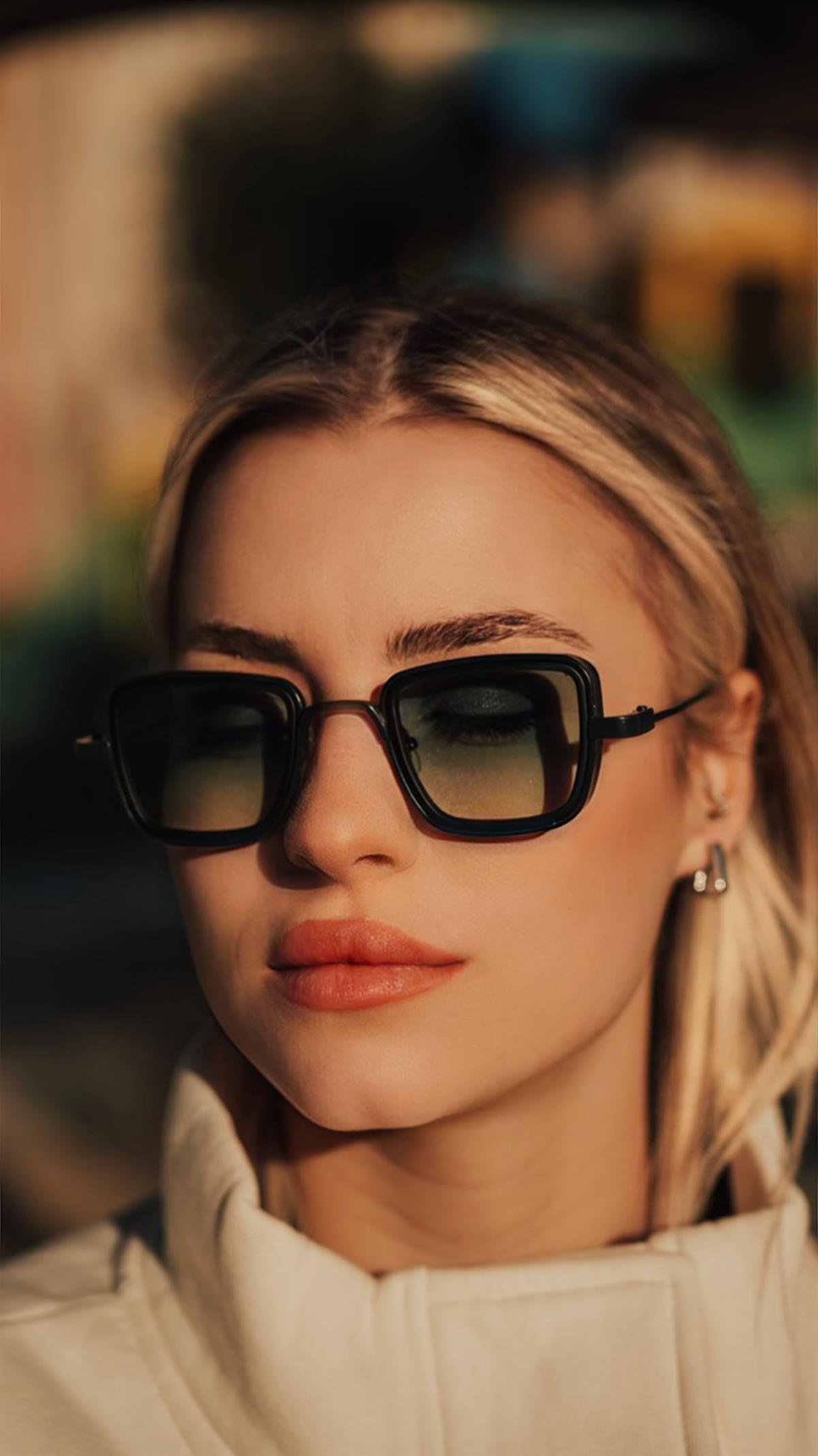 Angel Eyes Yeşil Dikdörtgen Unisex Güneş Gözlüğü YW-2023D