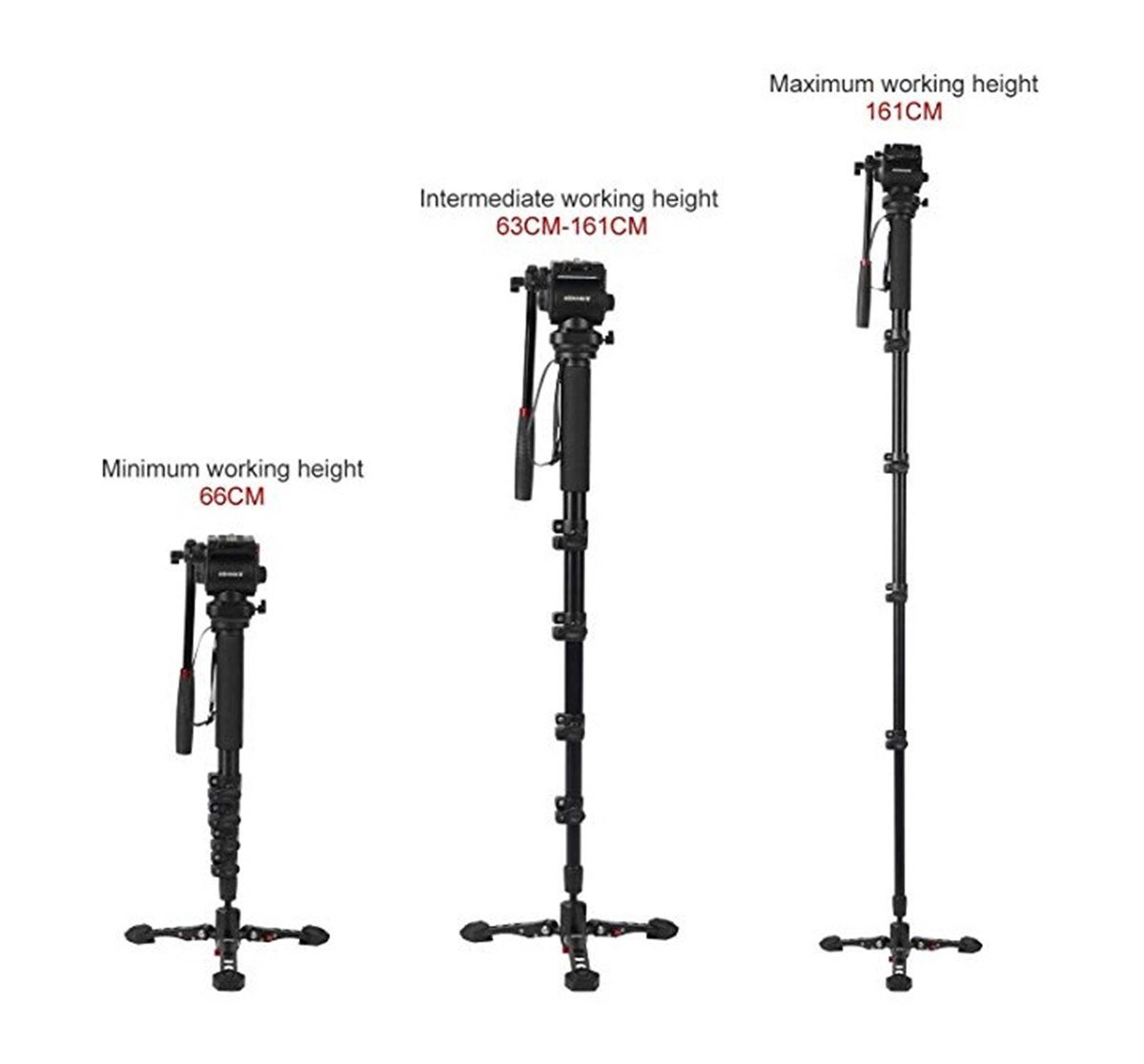 Jieyang Monopod JY0518B Mandallı Kilit sistemi Kırmızı
